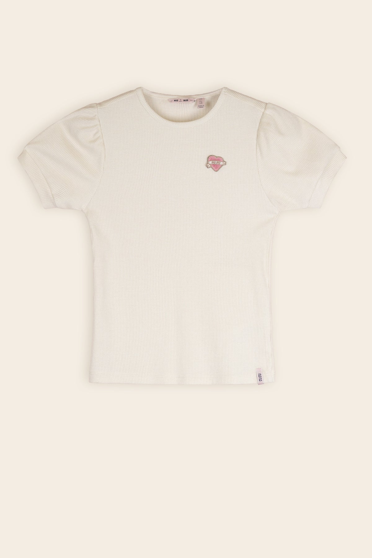 NoNo Kyoto Rib Lurex Tshirt Ivoor