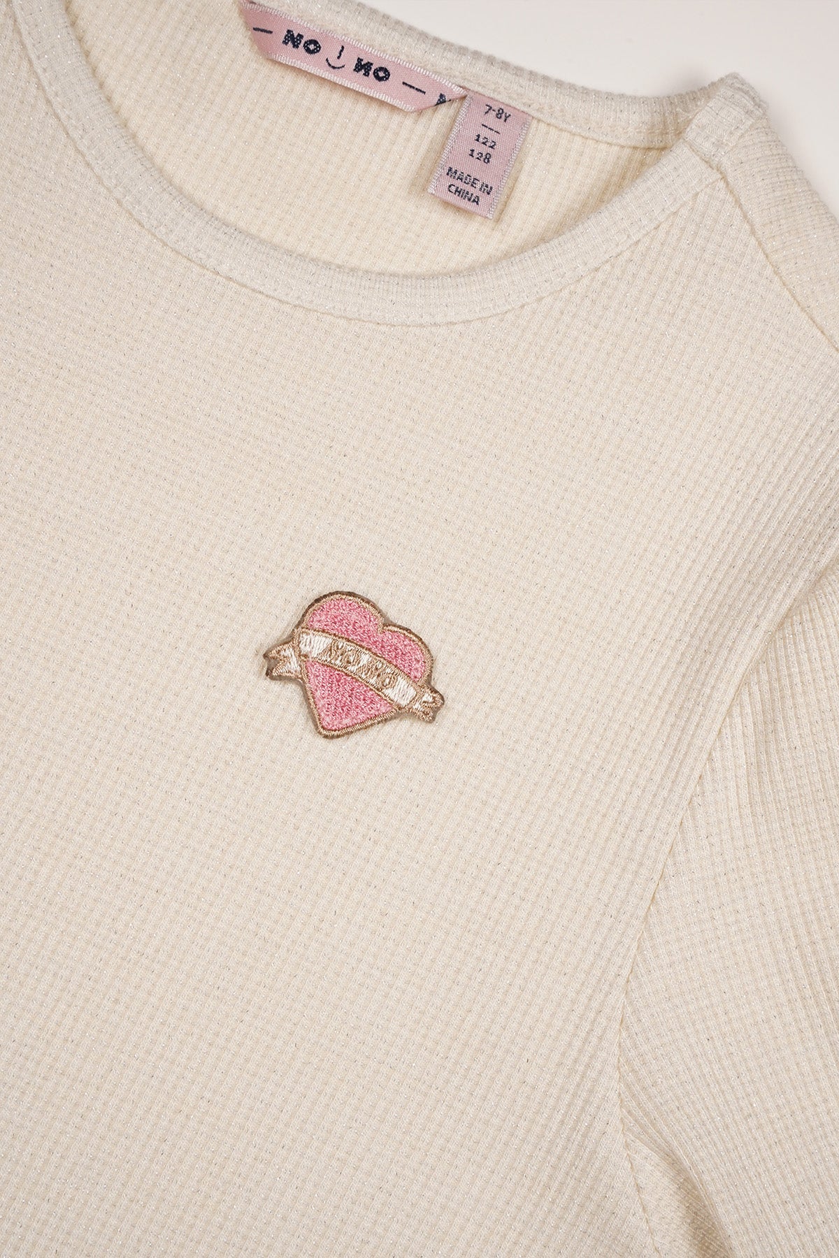 NoNo Kyoto Rib Lurex Tshirt Ivoor