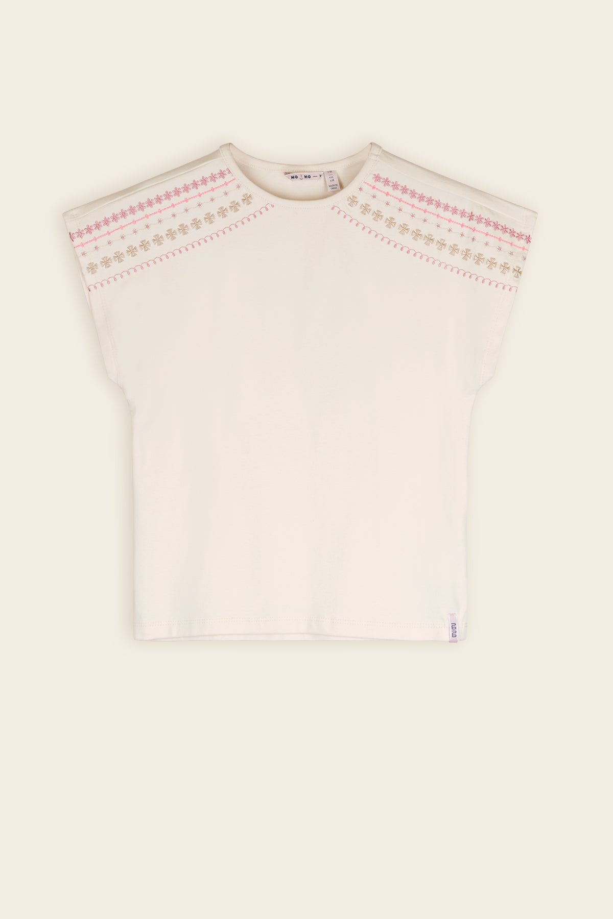 NoNo Kaby Tshirt met Borduur Ivoor