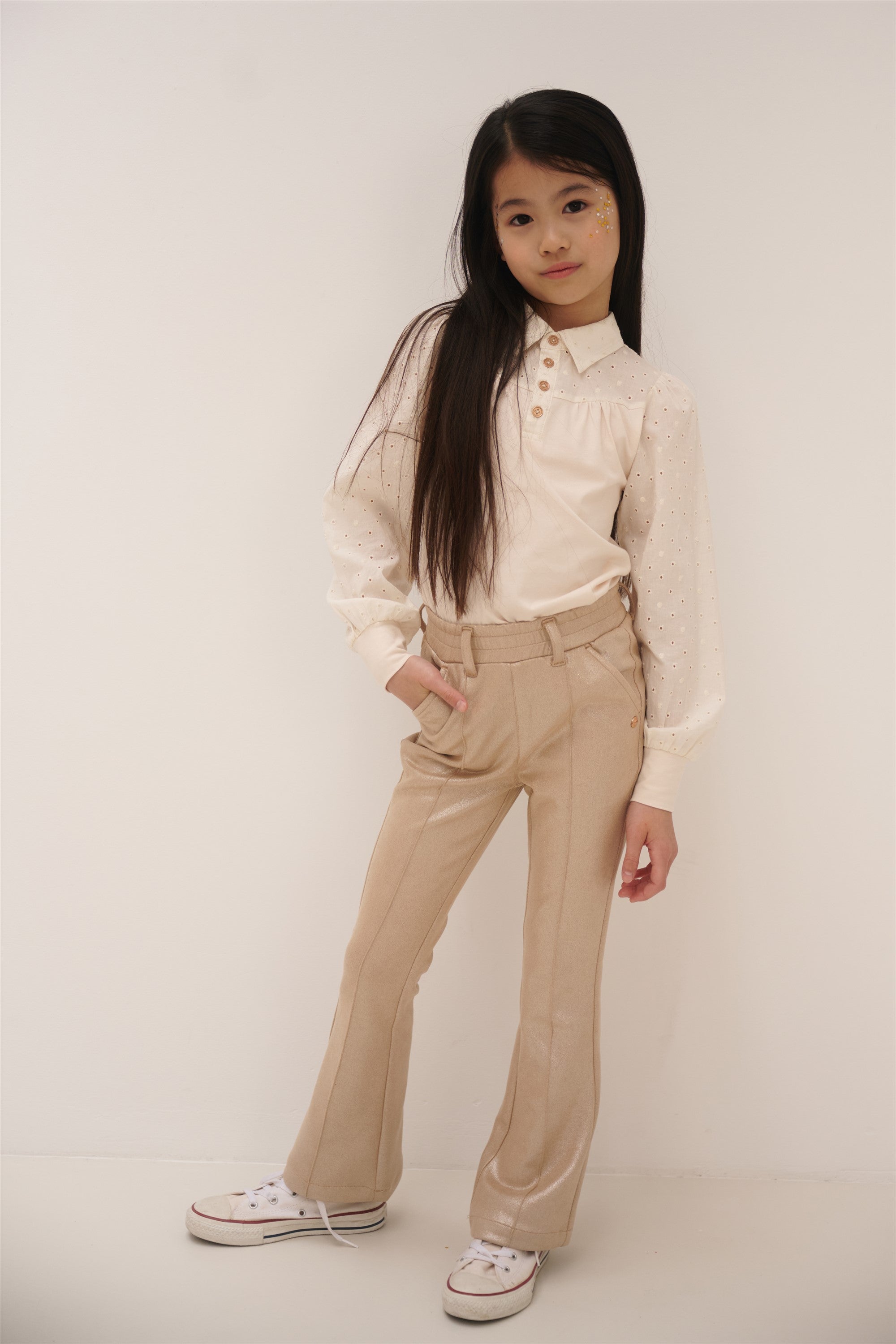 NoNo Soy Suede Flared Broek Licht Goud