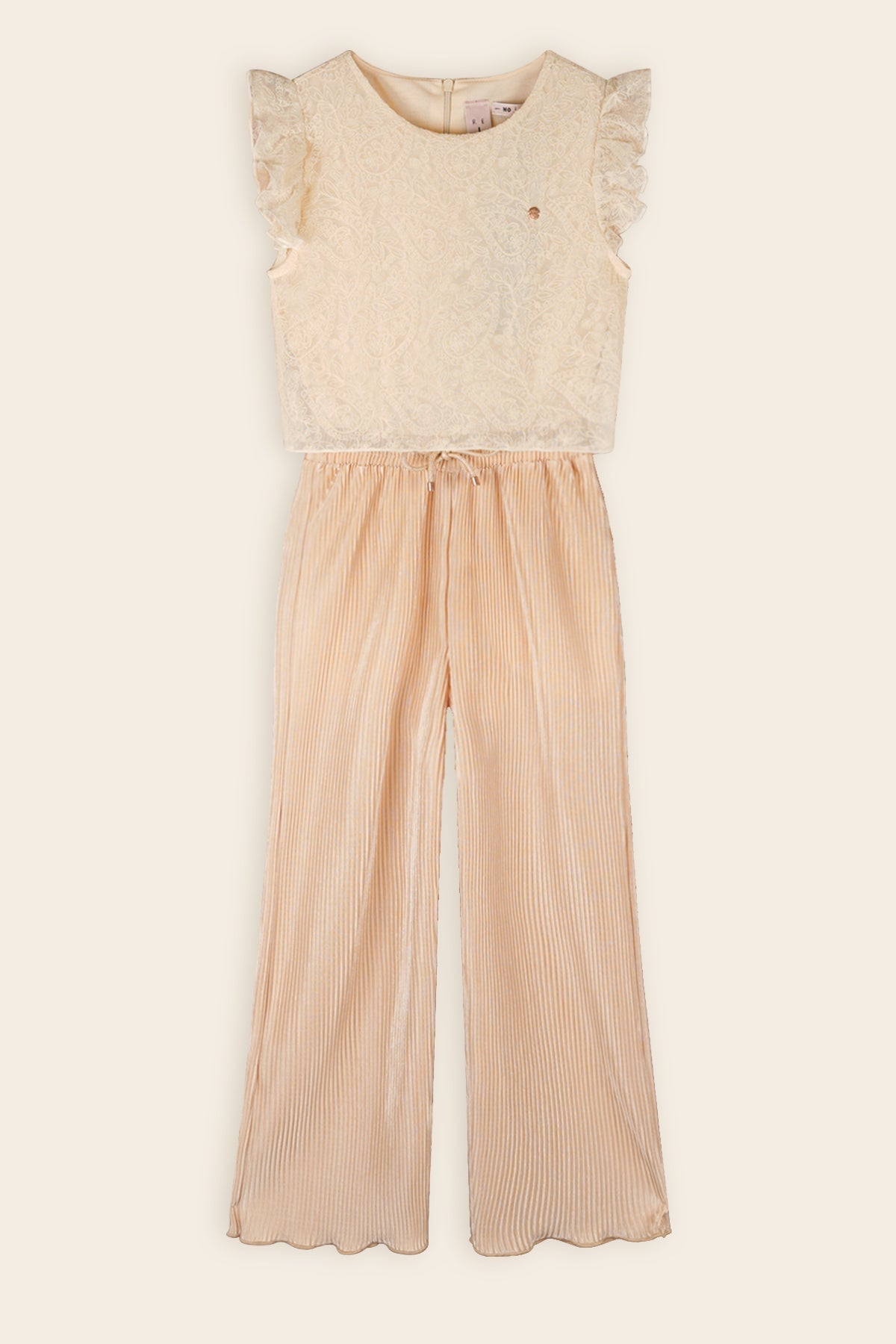 NoNo Semma Jumsuit met Kanten Top Zand