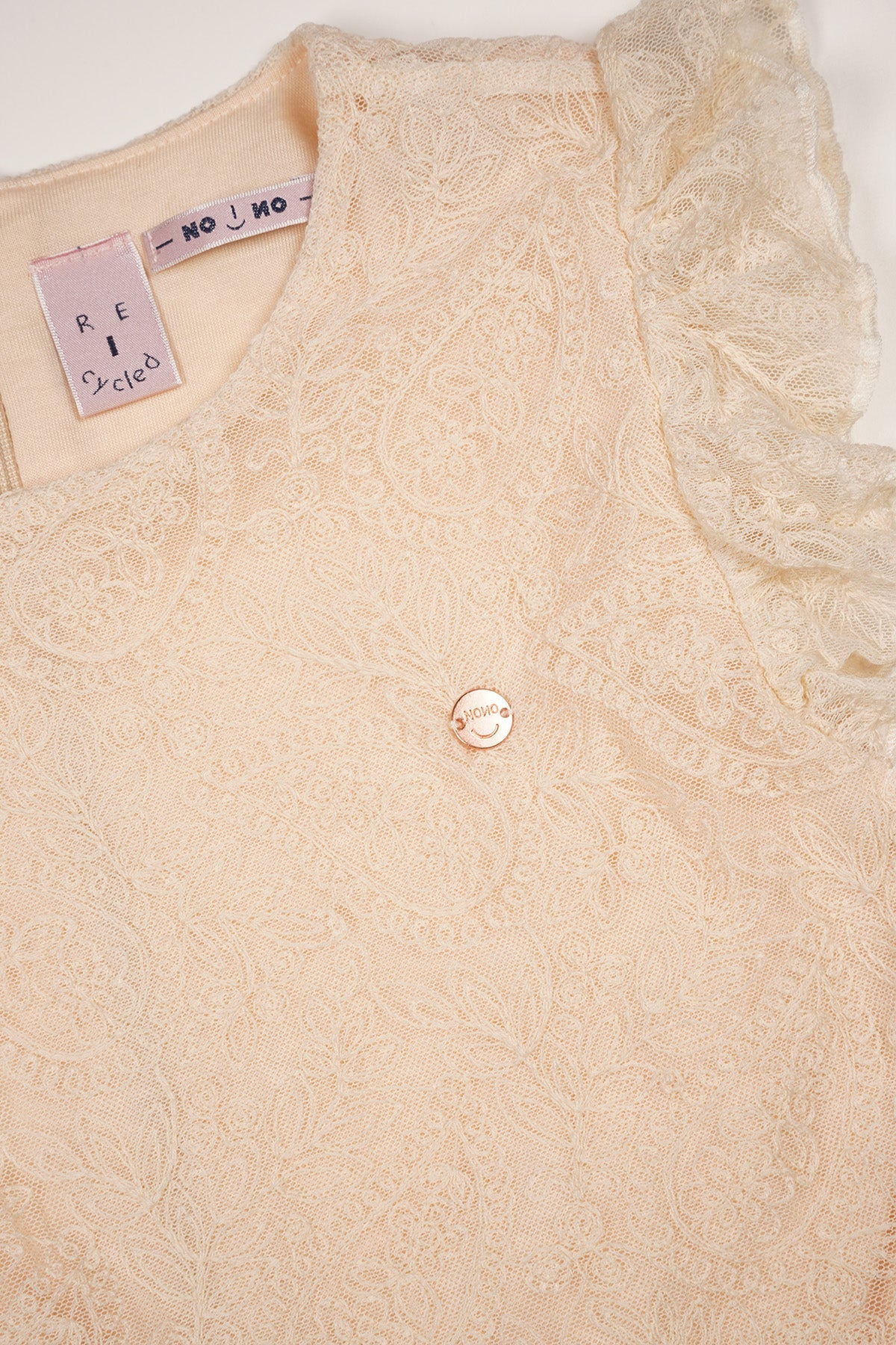 NoNo Semma Jumsuit met Kanten Top Zand