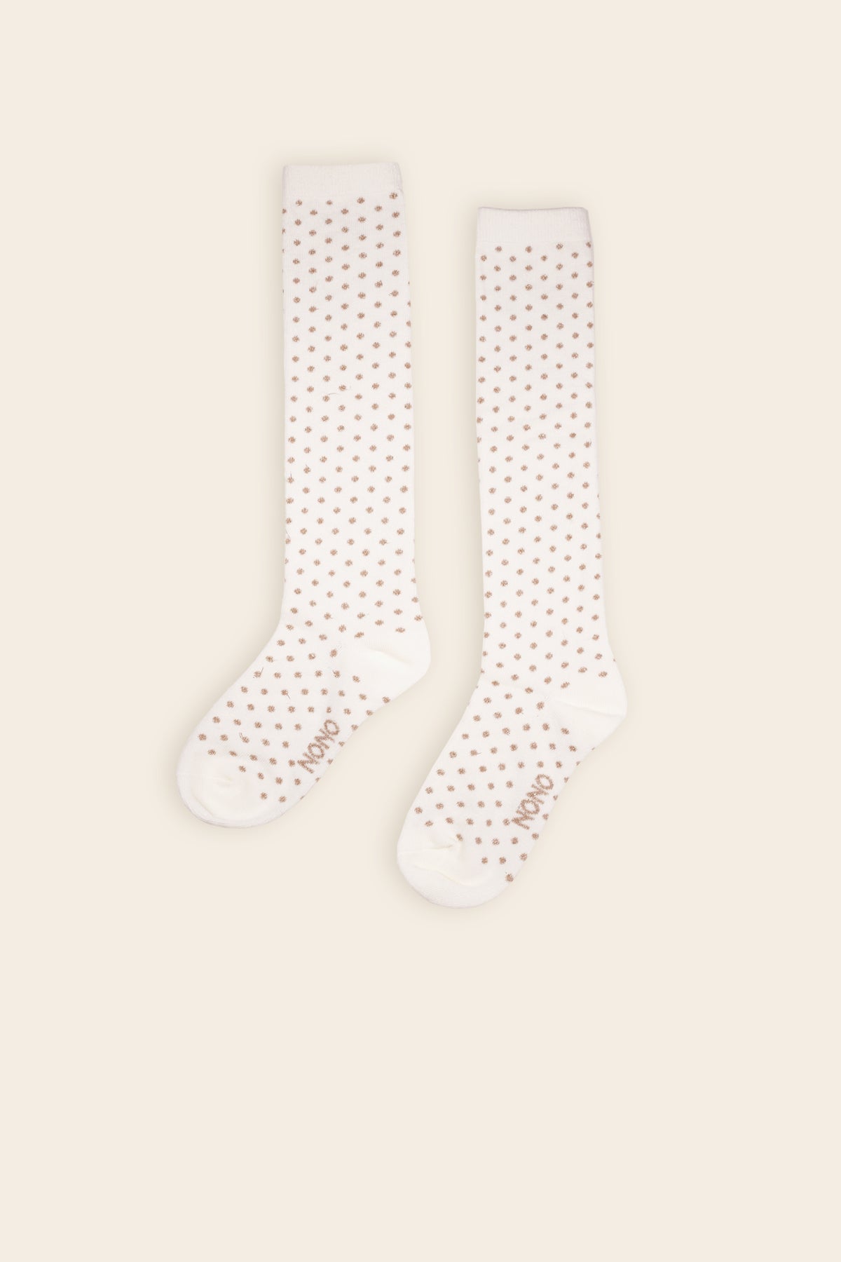 NoNo Rabi Lange Socken mit Punkten, Elfenbein