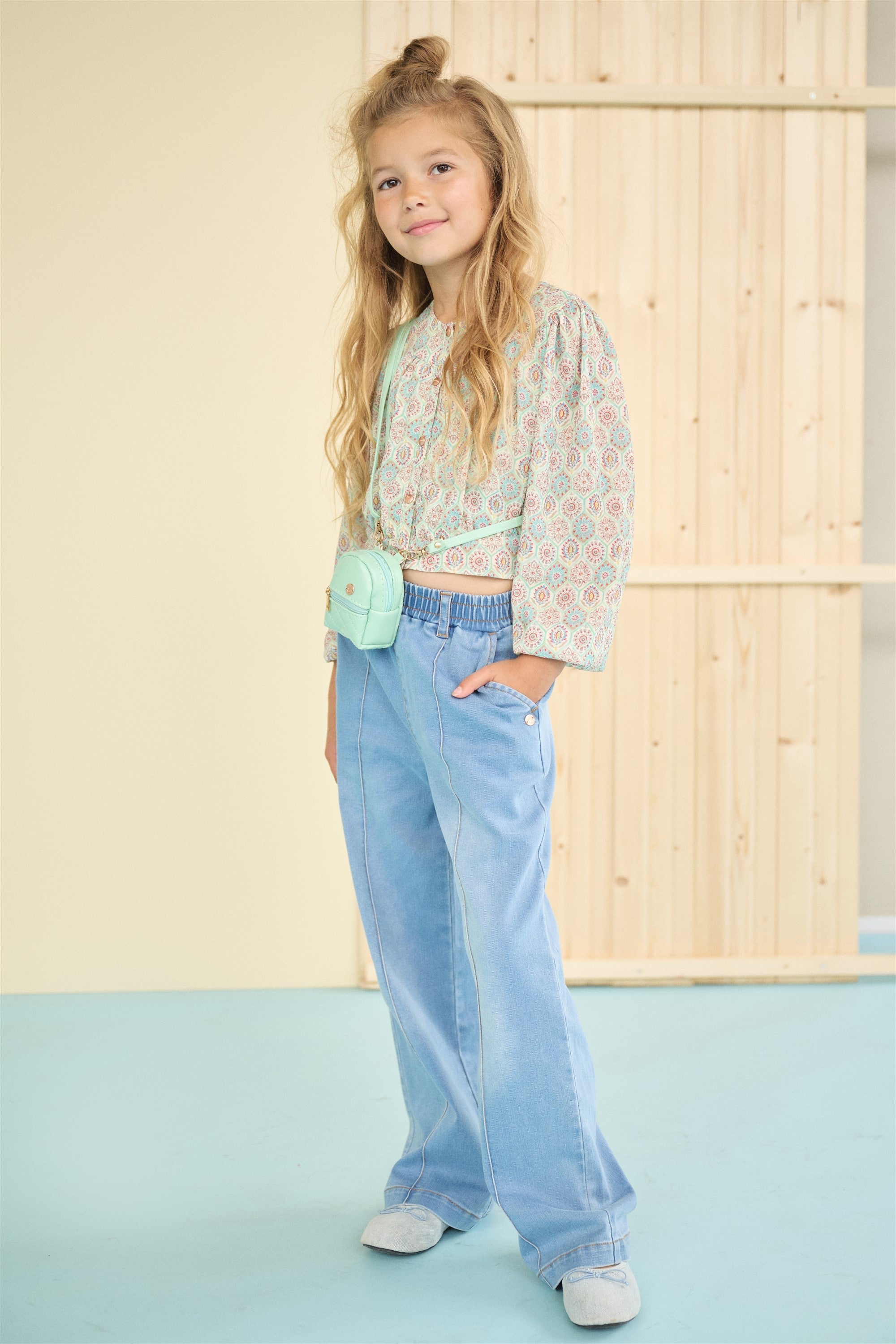 NoNo Sayla Palazzo Broek Denim Blauw