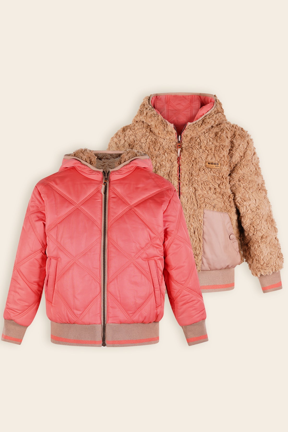 NoNo Bomby Reversible Winterjas Koraal