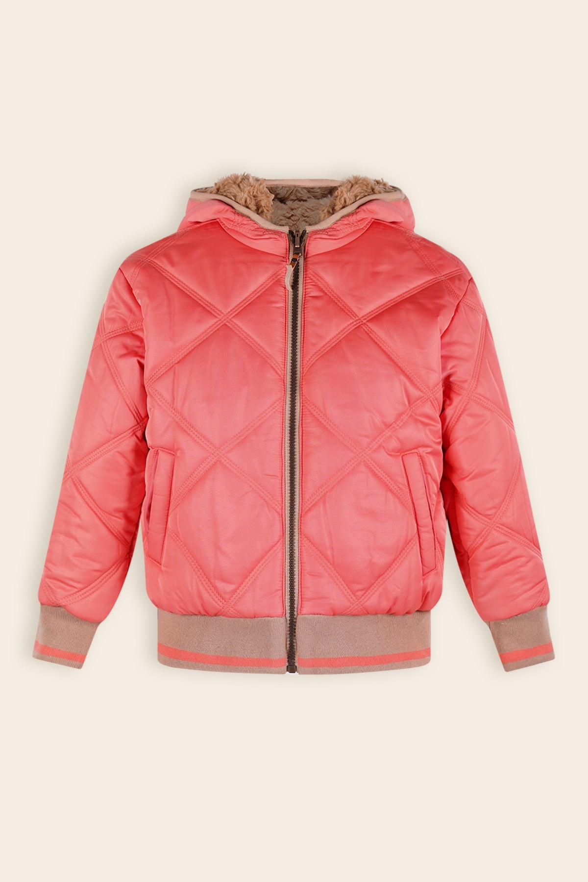 NoNo Bomby Reversible Winterjas Koraal