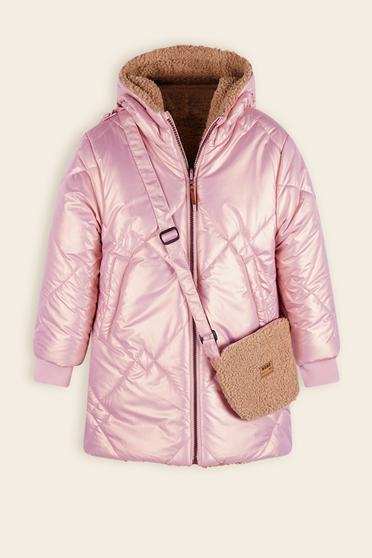 NoNo Betty Reversible Winterjas Met Tasje Bruin/Roze