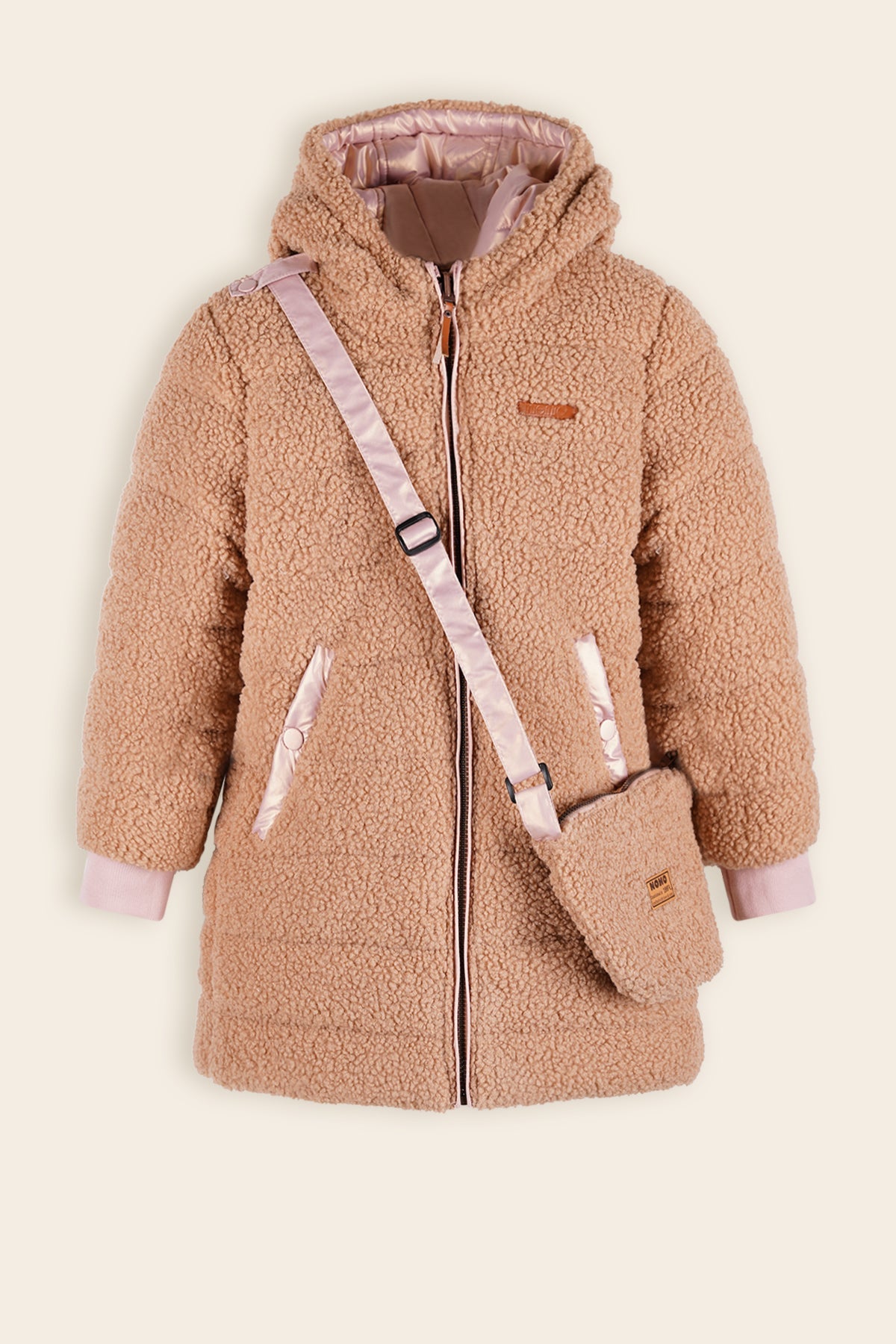 NoNo Betty Reversible Winterjas Met Tasje Bruin/Roze