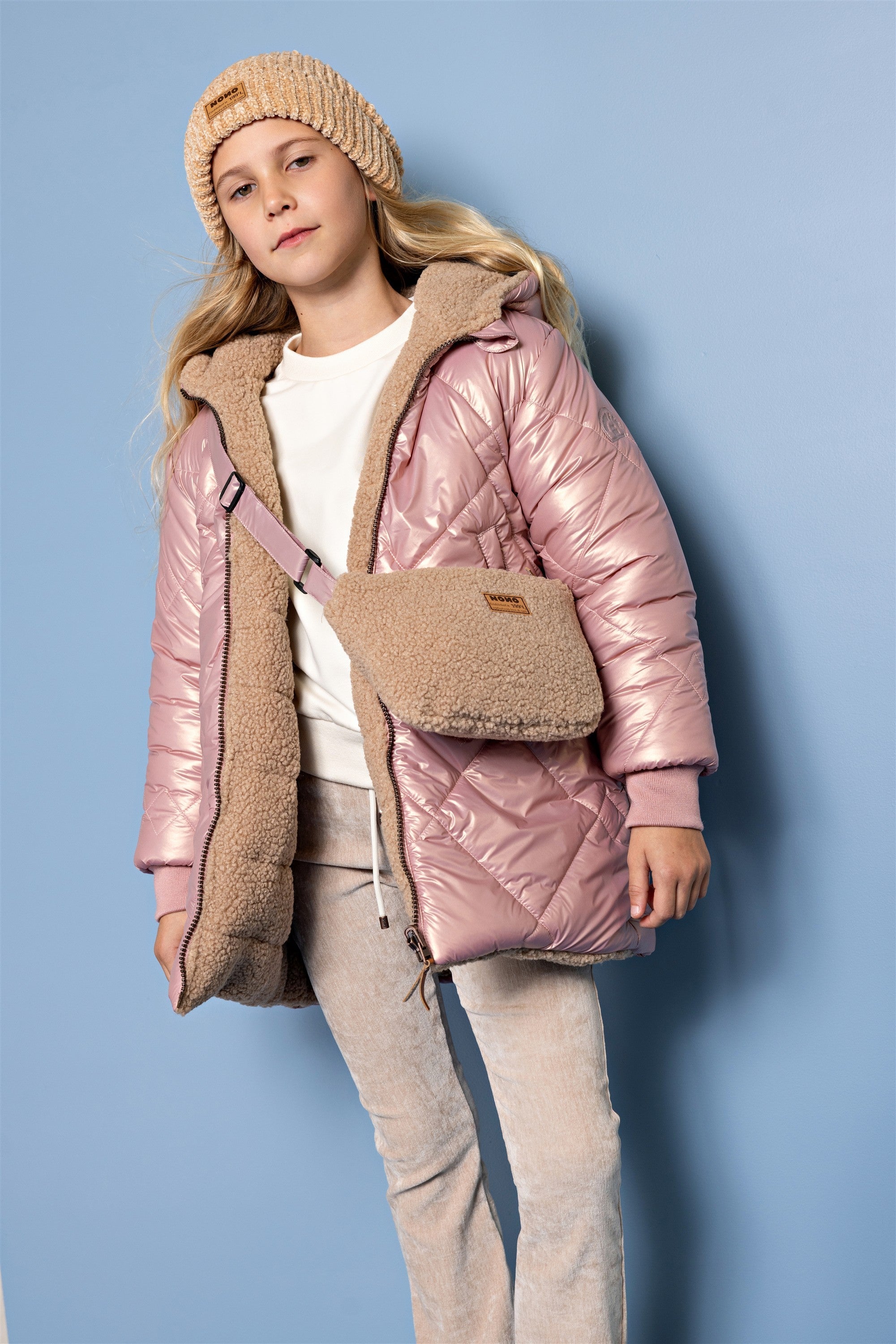 NoNo Betty Reversible Winterjas Met Tasje Bruin/Roze