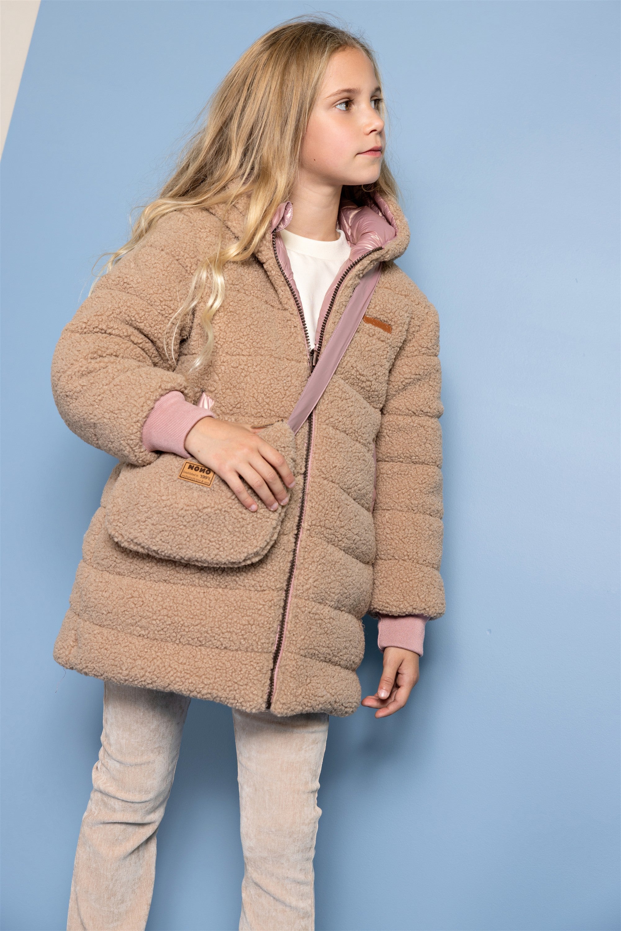 NoNo Betty Reversible Winterjas Met Tasje Bruin/Roze