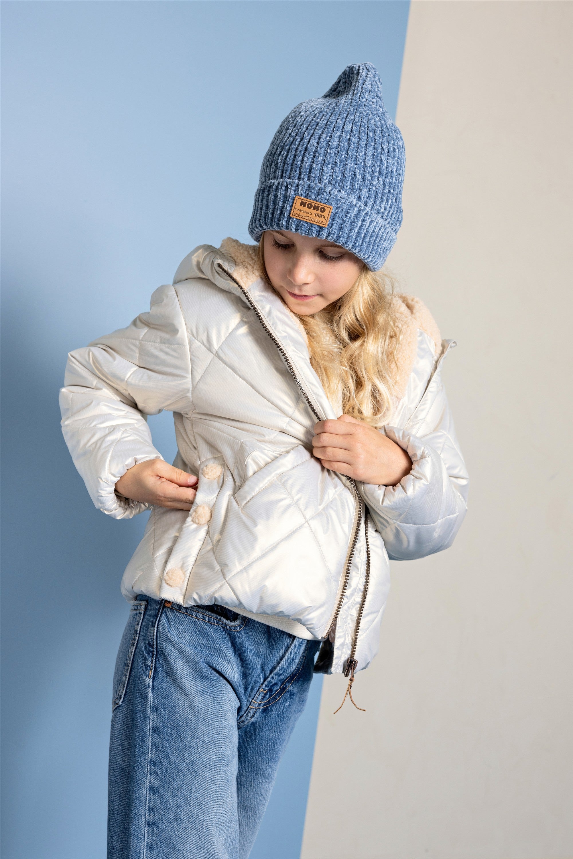 Nono Rana Sjaal En Muts Set Blauw