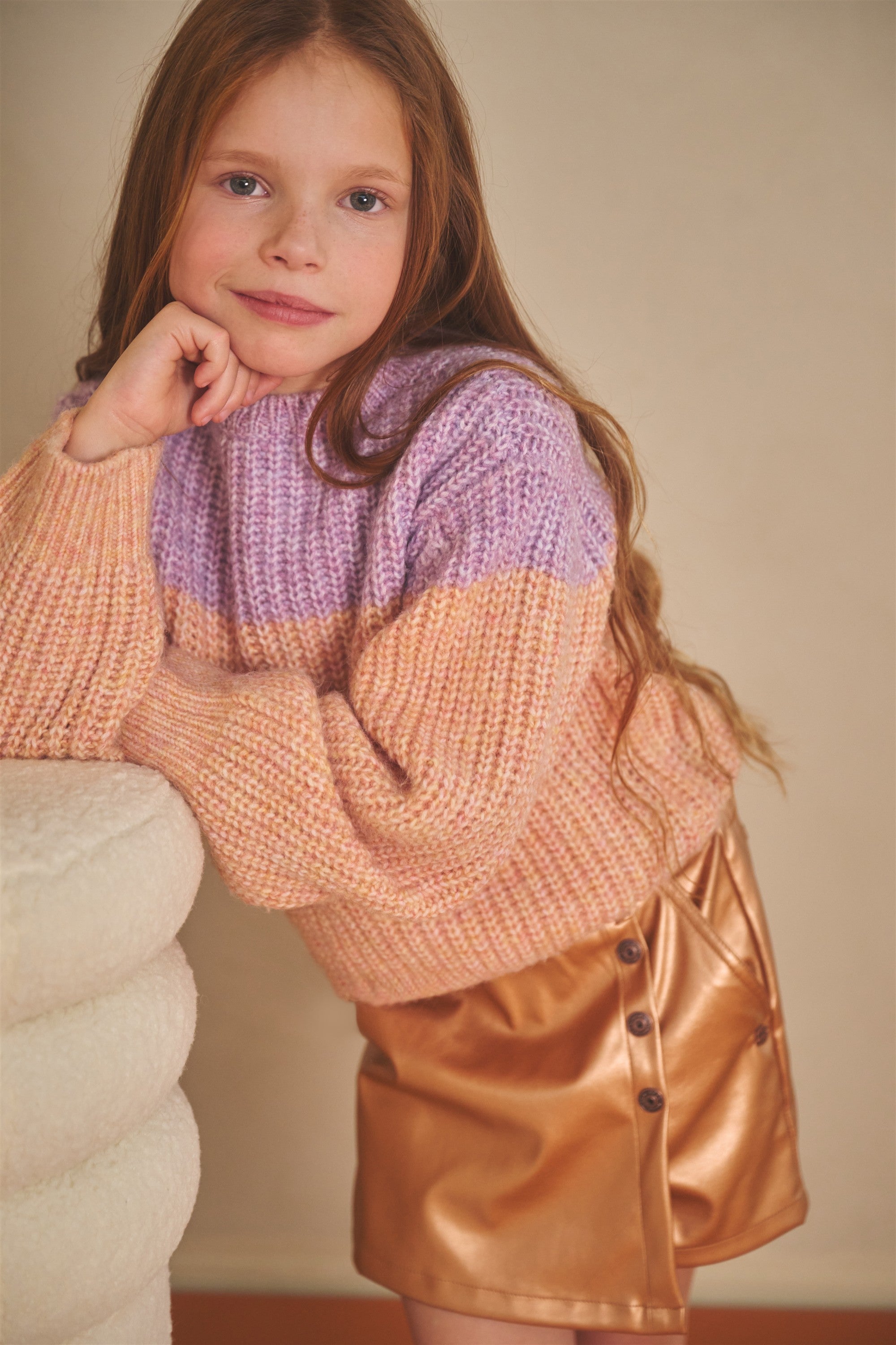 NoNo Kem Colorblock Trui Lila/Oranje