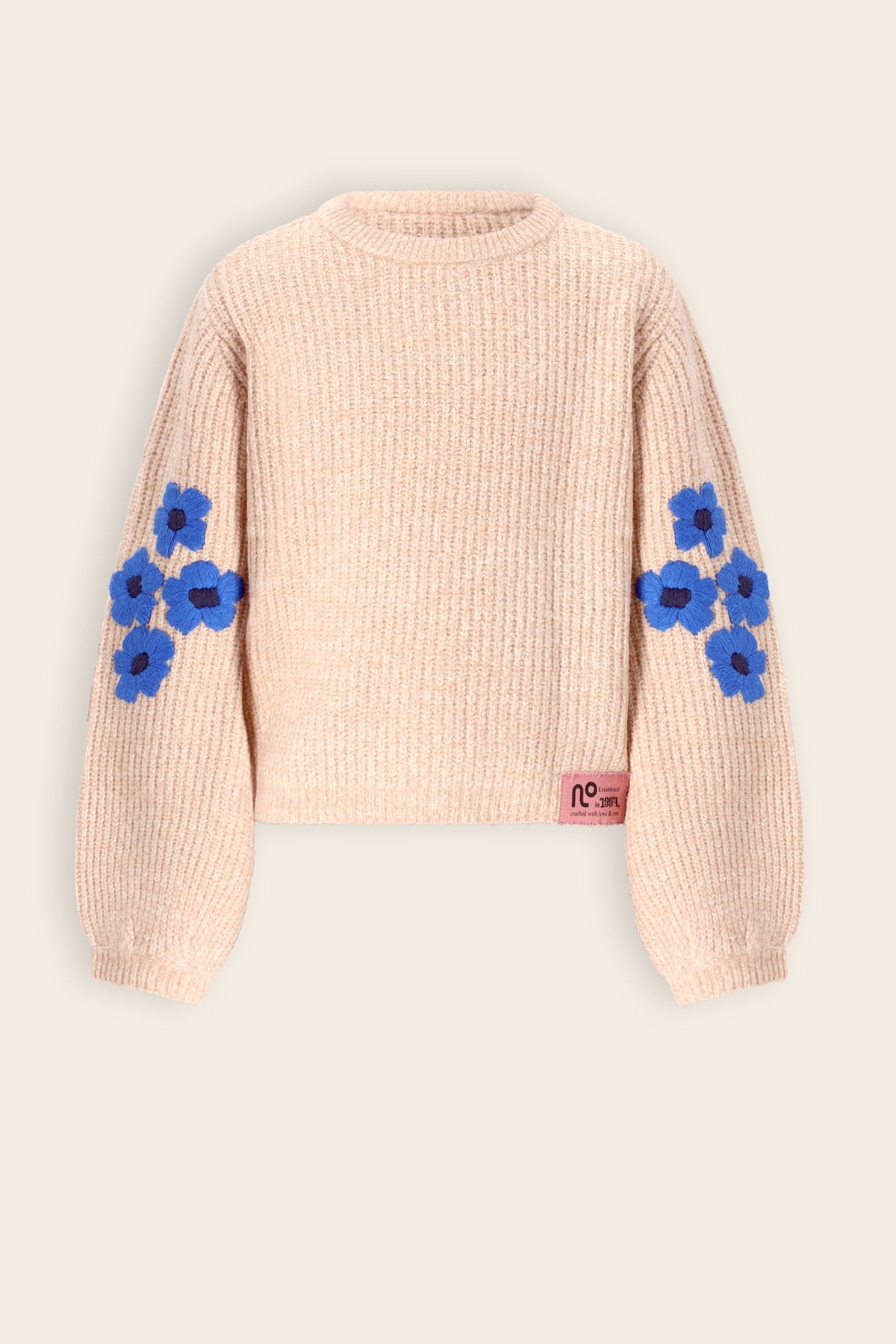 NoNo Kem Trui met Bloemenborduur Ivoor