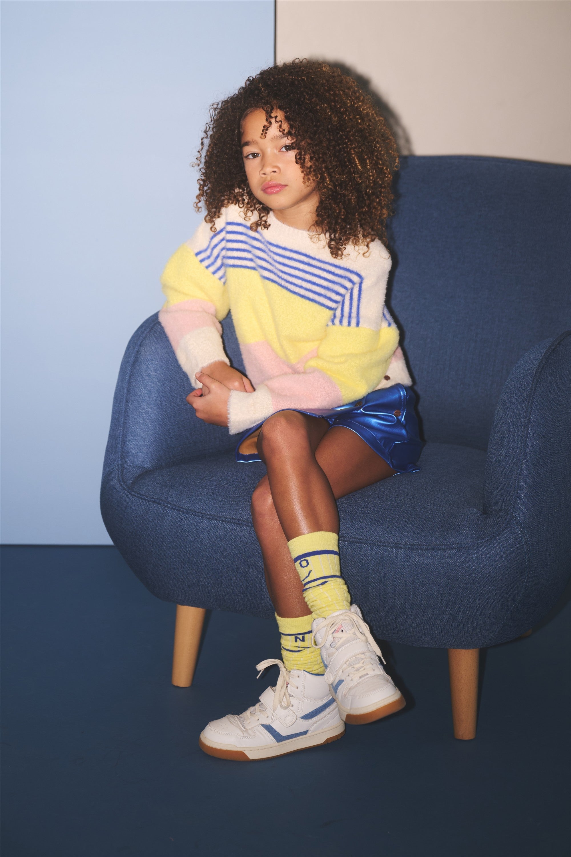 NoNo Kendra Gestreepte Trui Fluffy Ivoor