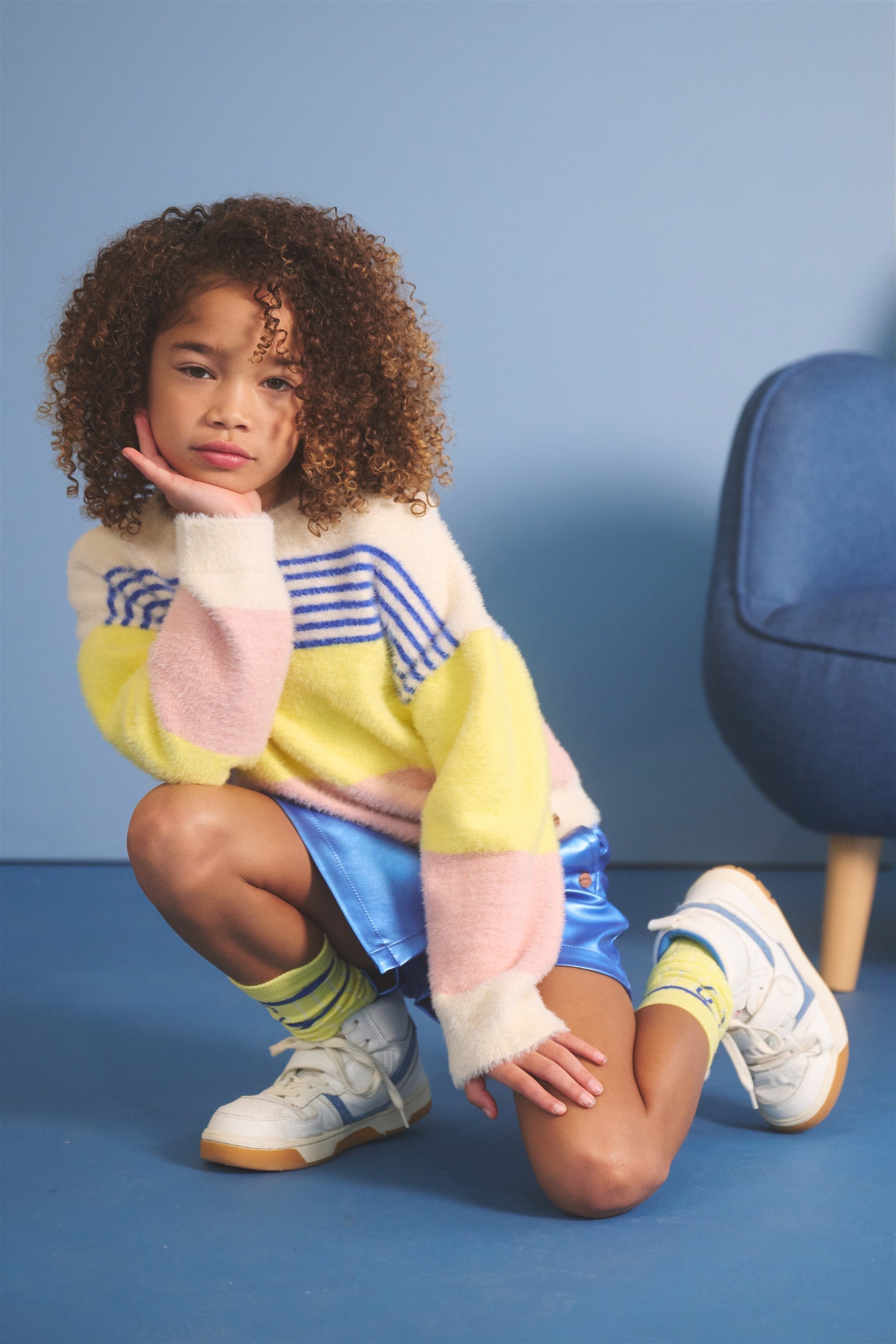 NoNo Kendra Gestreepte Trui Fluffy Ivoor