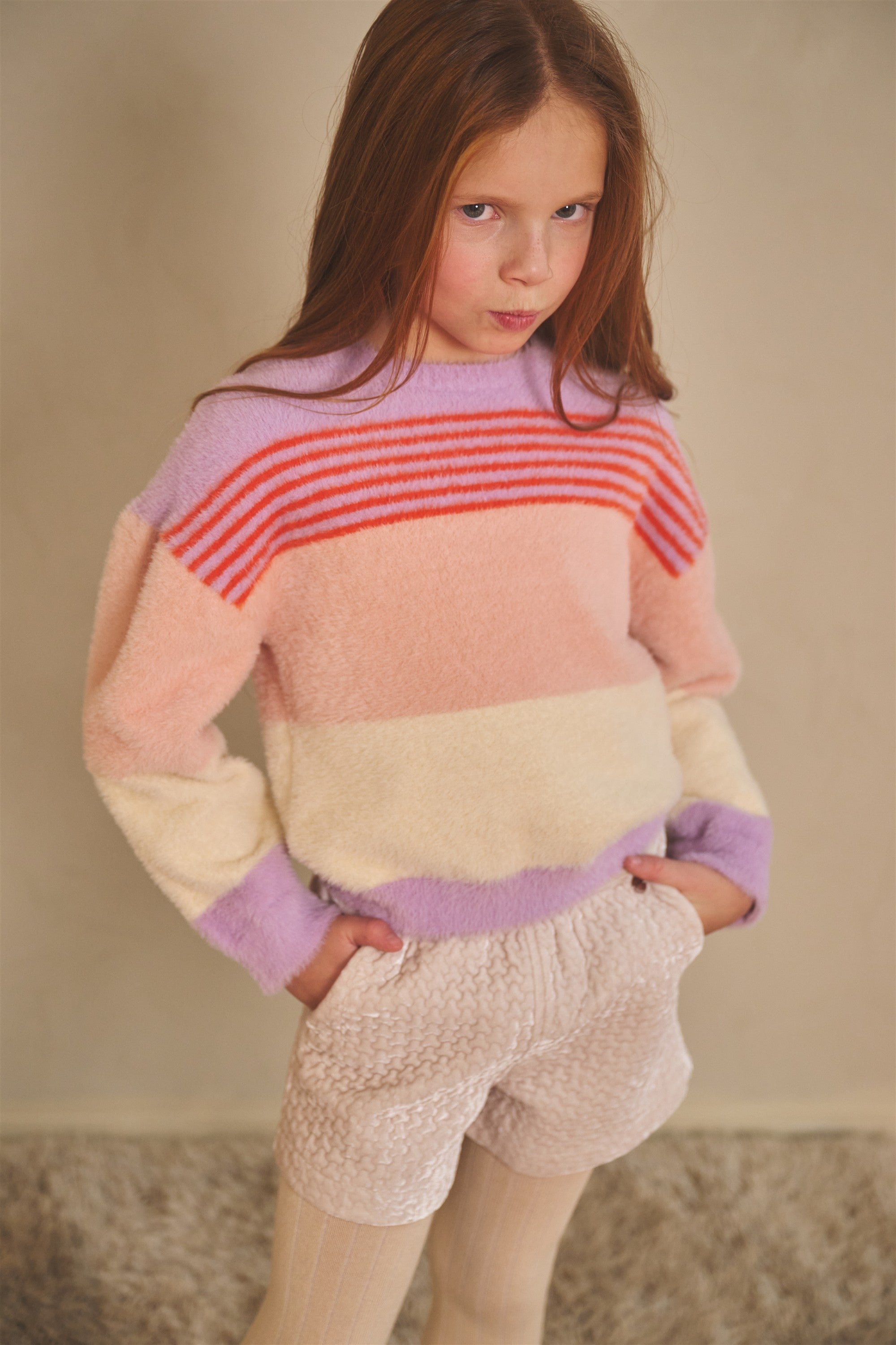 NoNo Kendra Gestreepte Trui Lila
