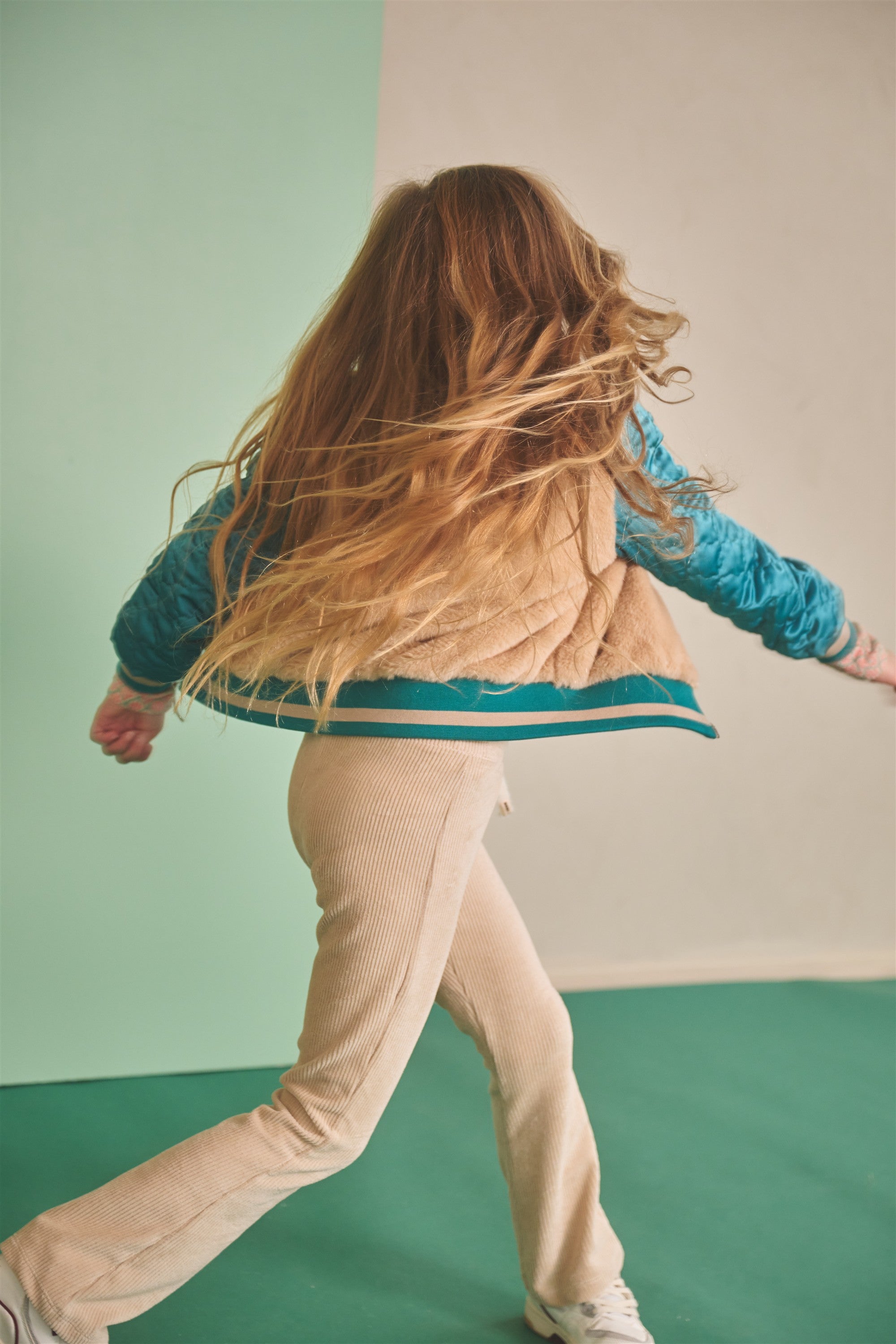 NoNo Sady Flared Rib Broek Stretchy Velvet Ivoor