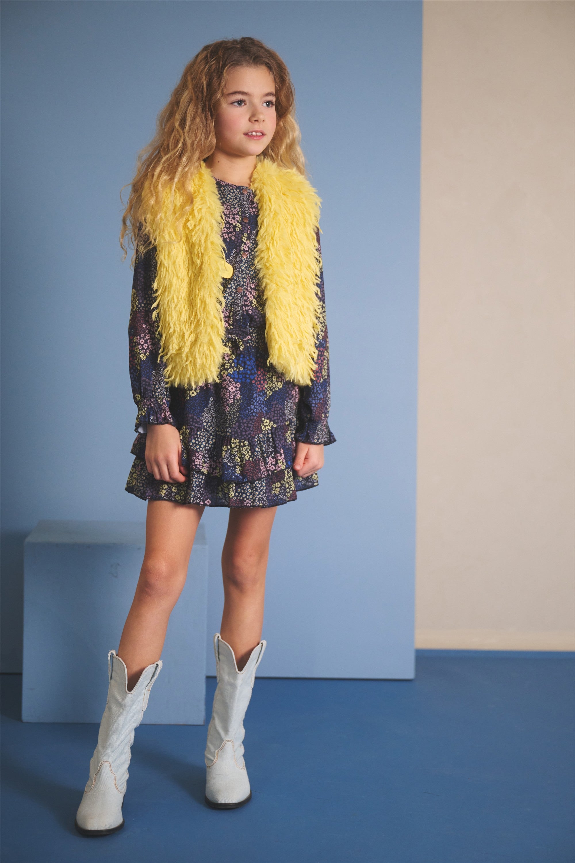 NoNo Miggy Bloemen Jurk Donkerblauw