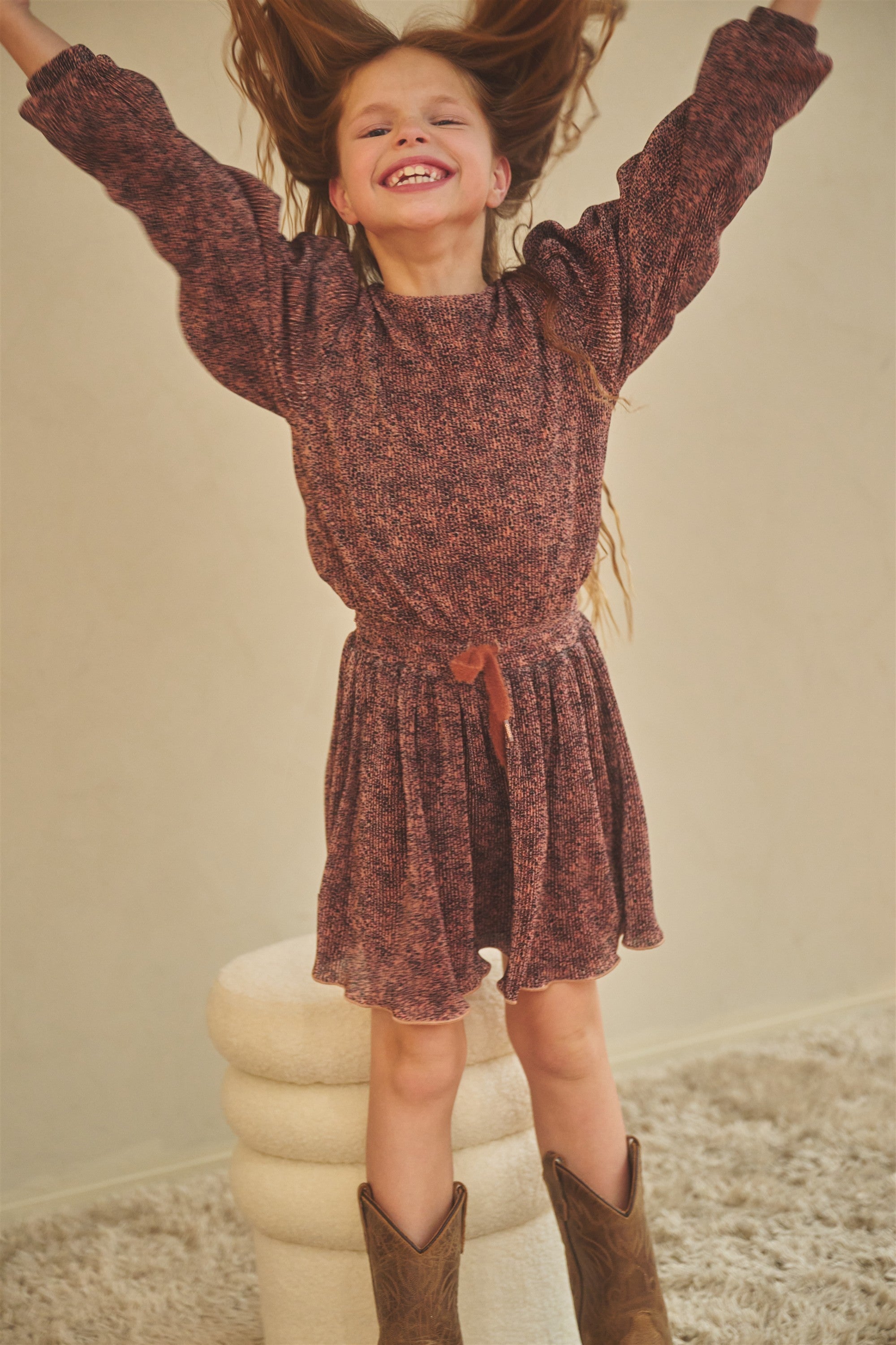 NoNo Miron Plissee Jurk Taupe