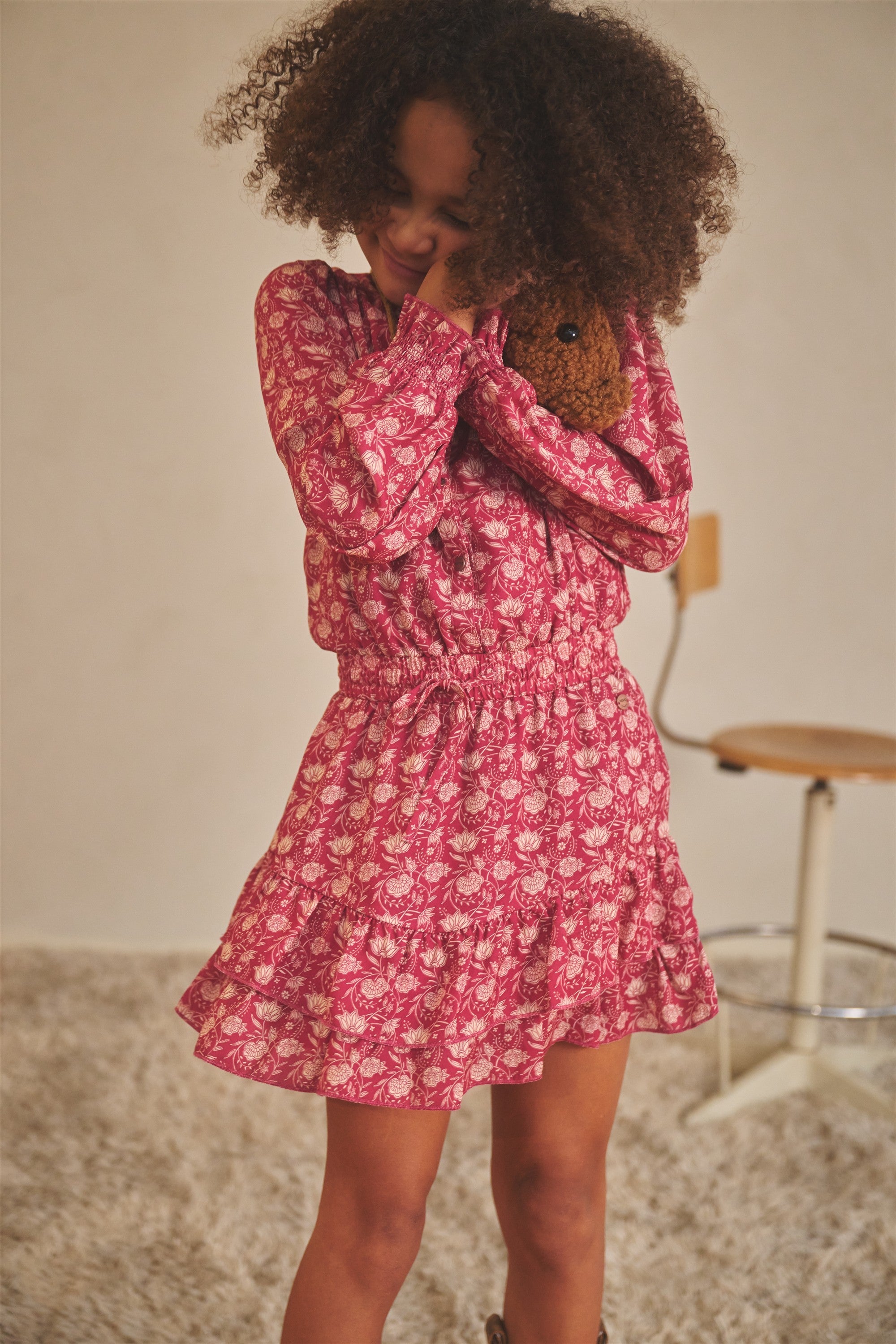 NoNo Miggy Geprinte Jurk Donkerroze