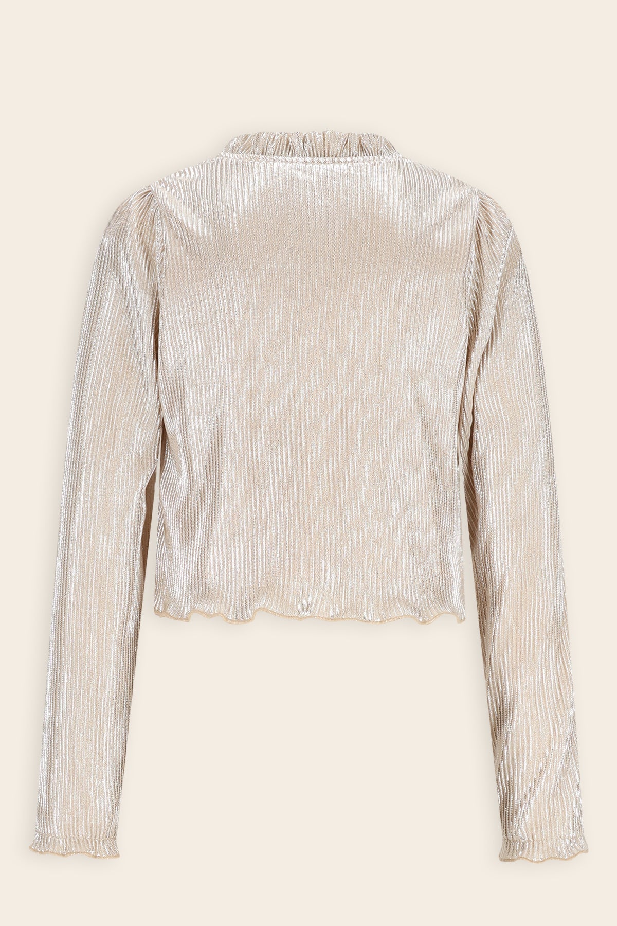 NoNo Tisja Metallic Plissee Blouse Ivoor
