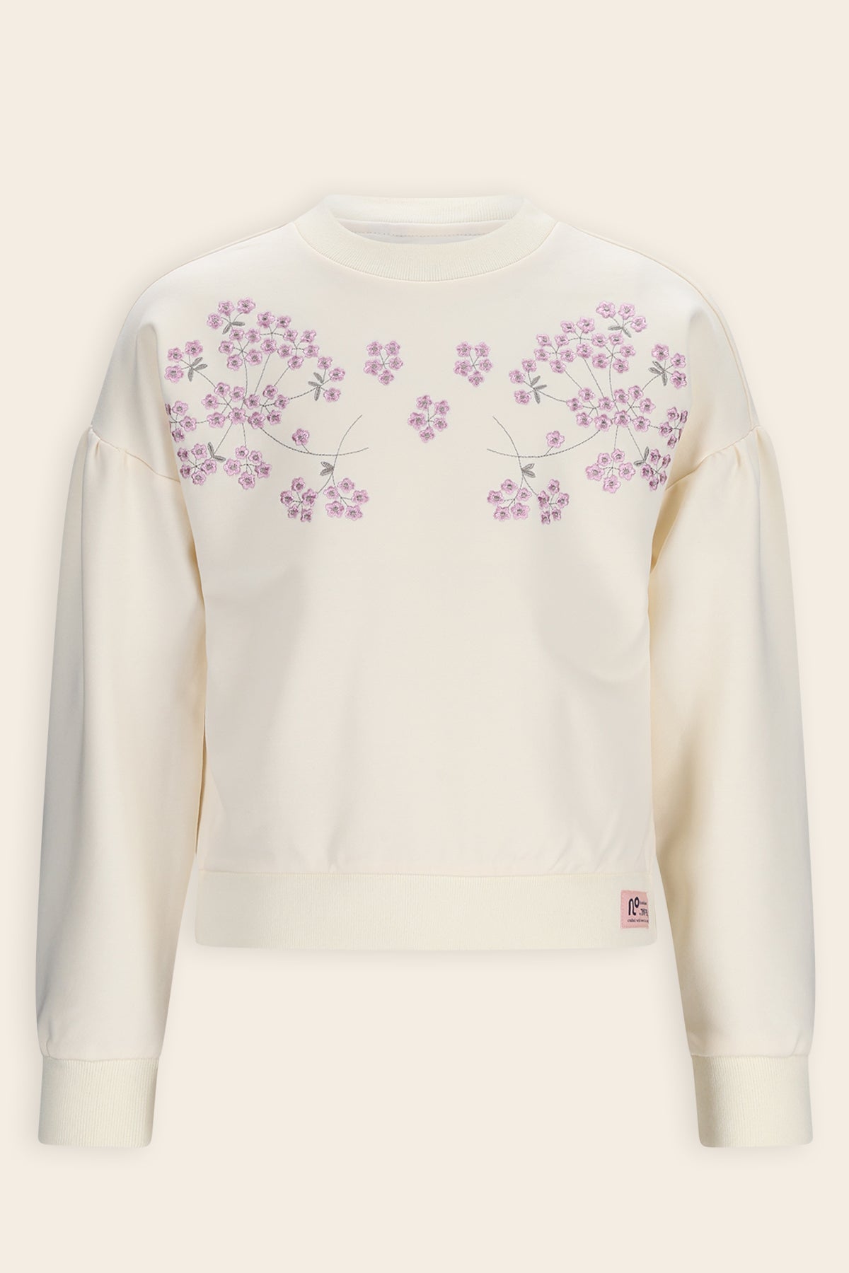 NoNo Kamis Geborduurde Sweater Ivoor