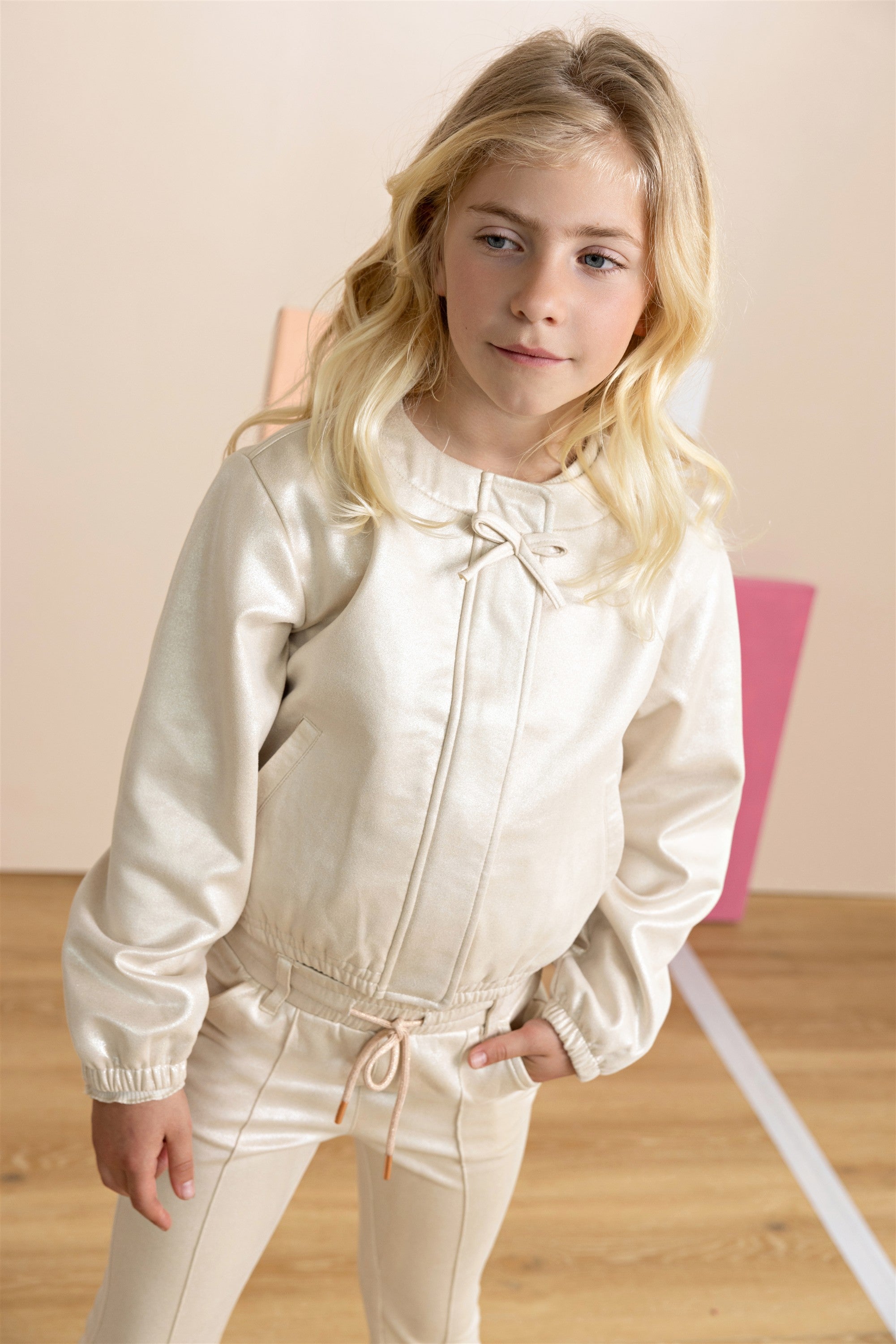 NoNo Door Metallic Suede Jasje Ivoor