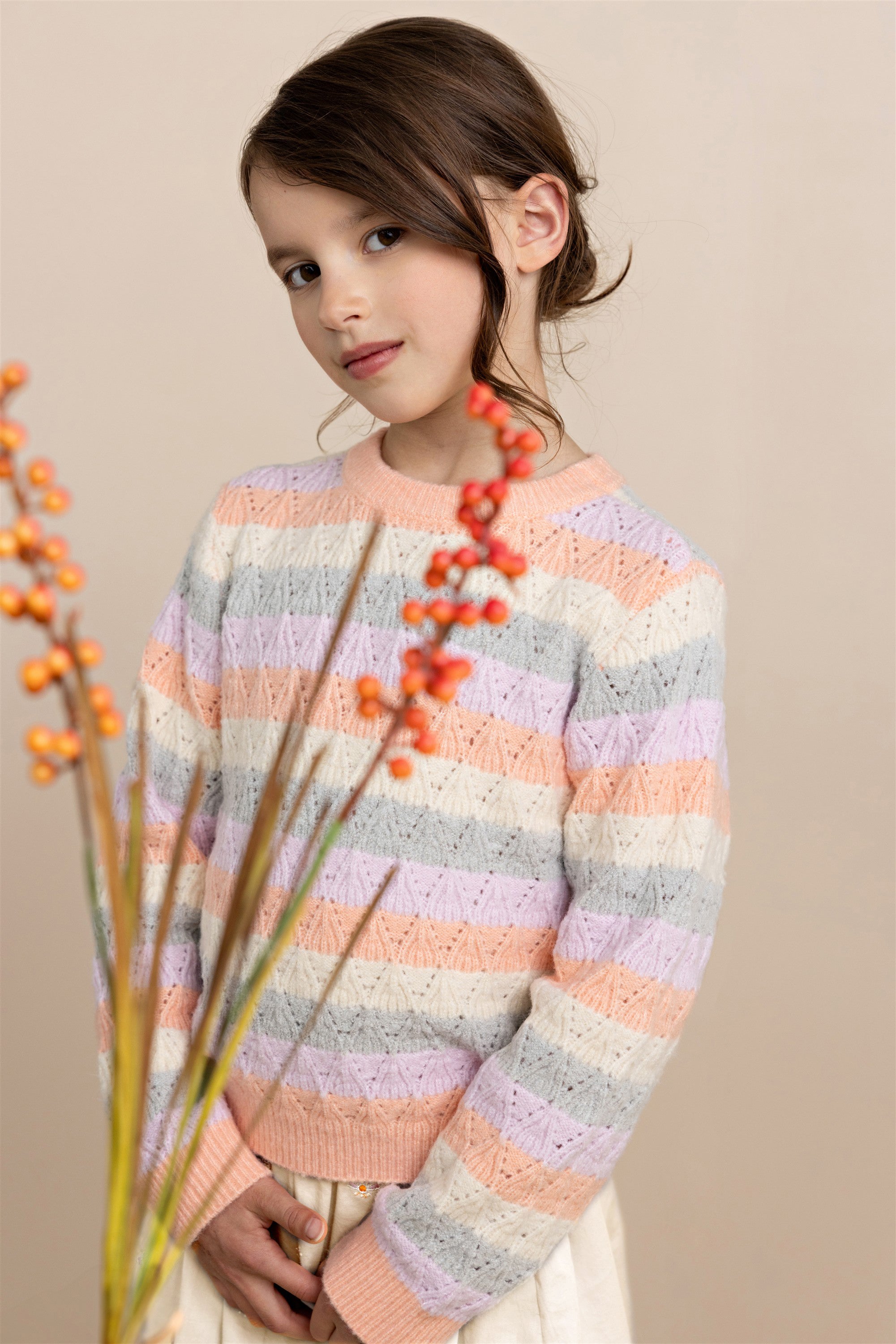 NoNo Kiddo Gestreepte Gebreide Trui Oranje