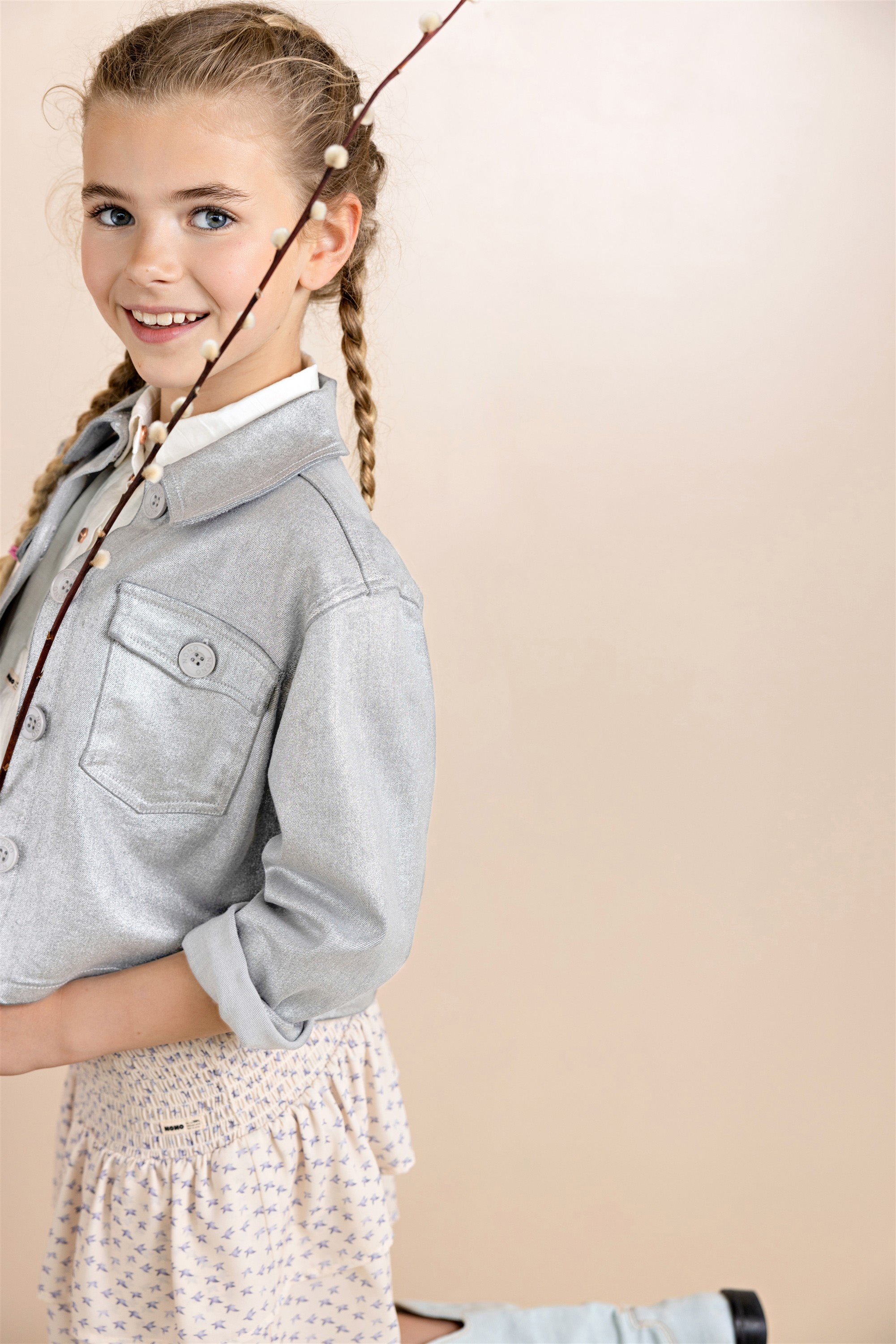 NoNo Dimsy Metallic Denim Jas Grijs