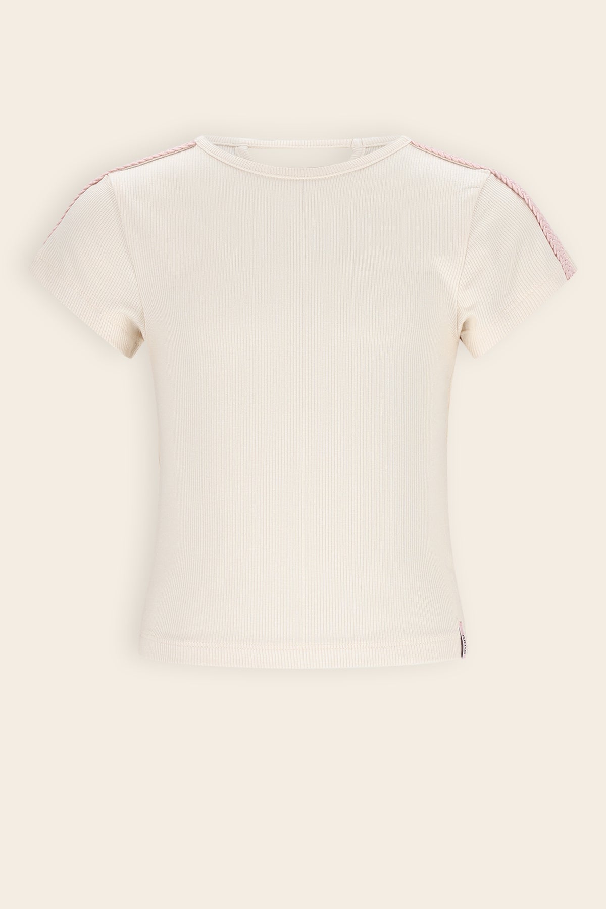 NoNo Kris Rib Tshirt Korte Mouw Ivoor