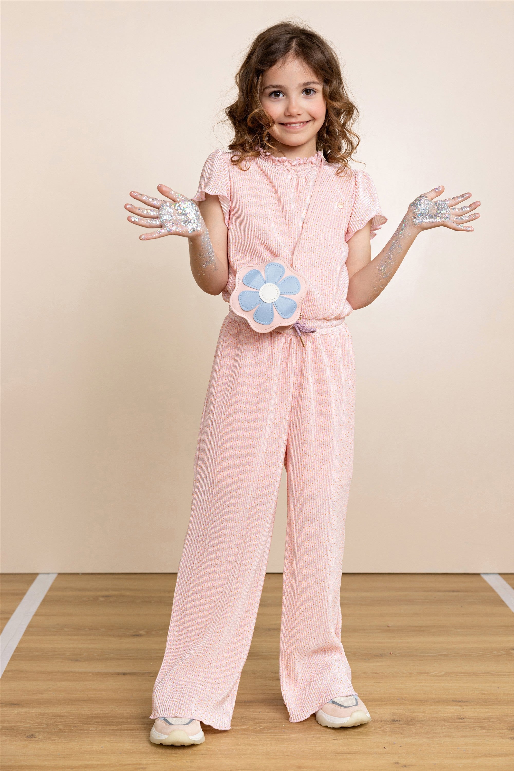 NoNo Sylja Geprinte Plissee Jumpsuit Roze