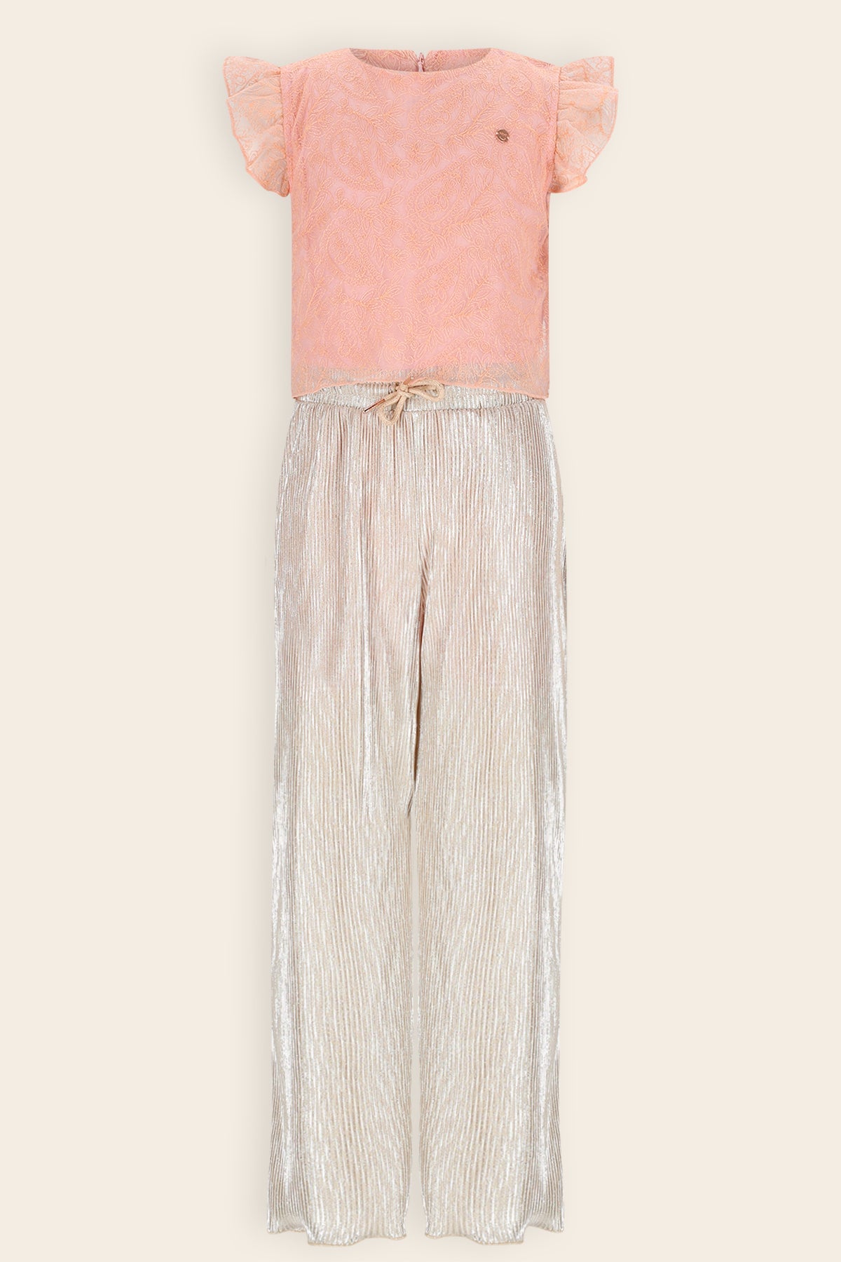 NoNo Semma Jumsuit Kant en Plissee Roze