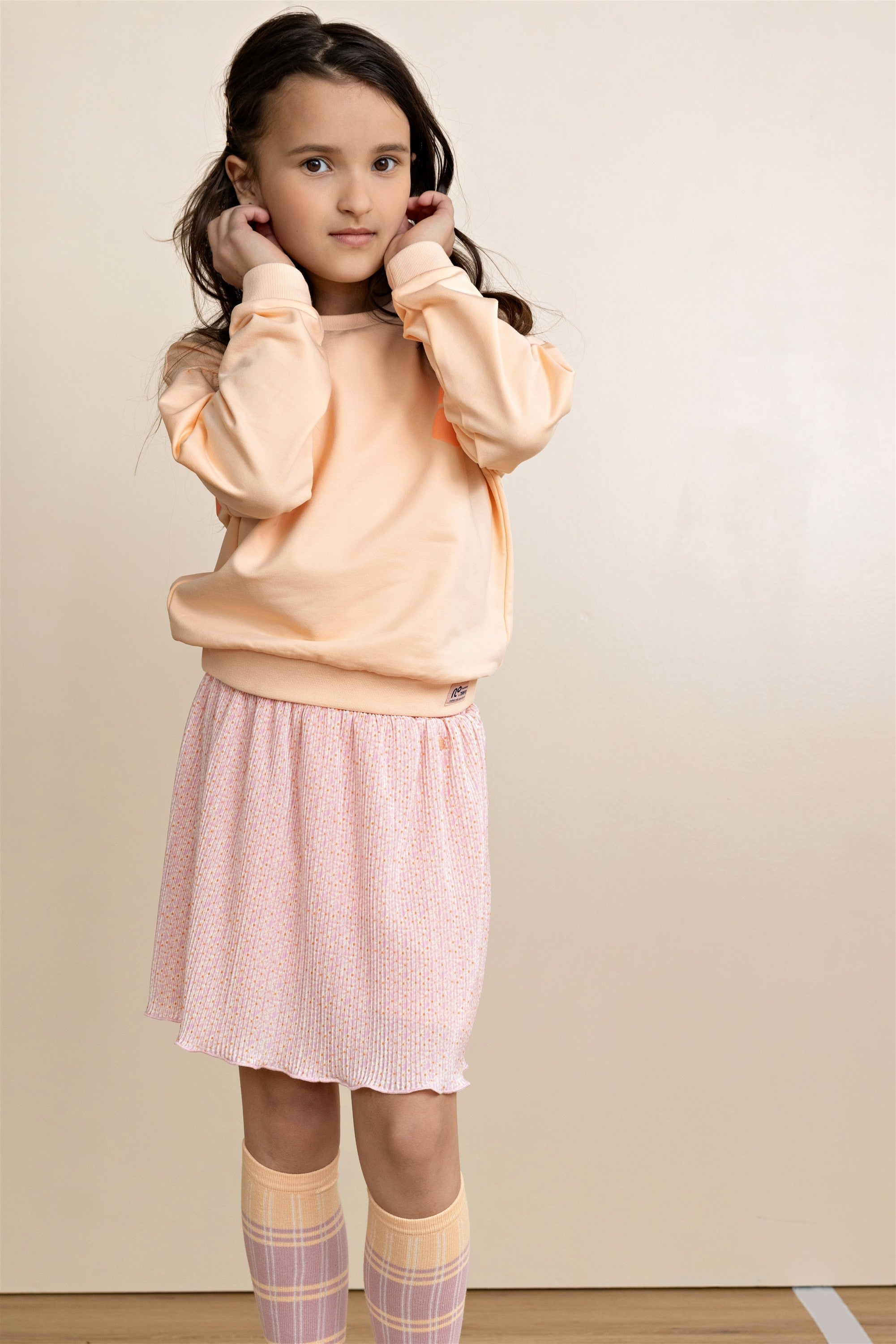 NoNo Nele Geprinte Plissee Rok Roze