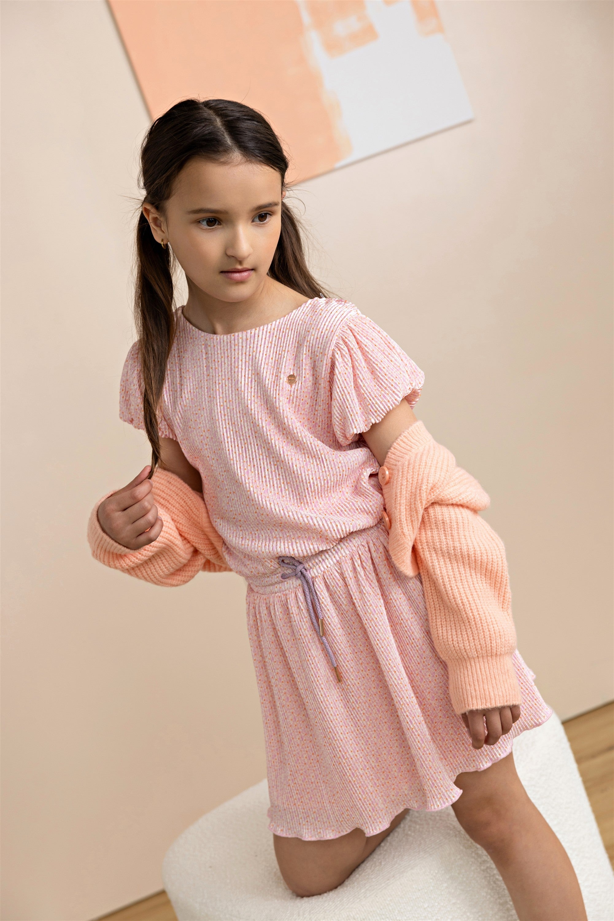 NoNo Miron Geprinte Plisse Jurk Roze