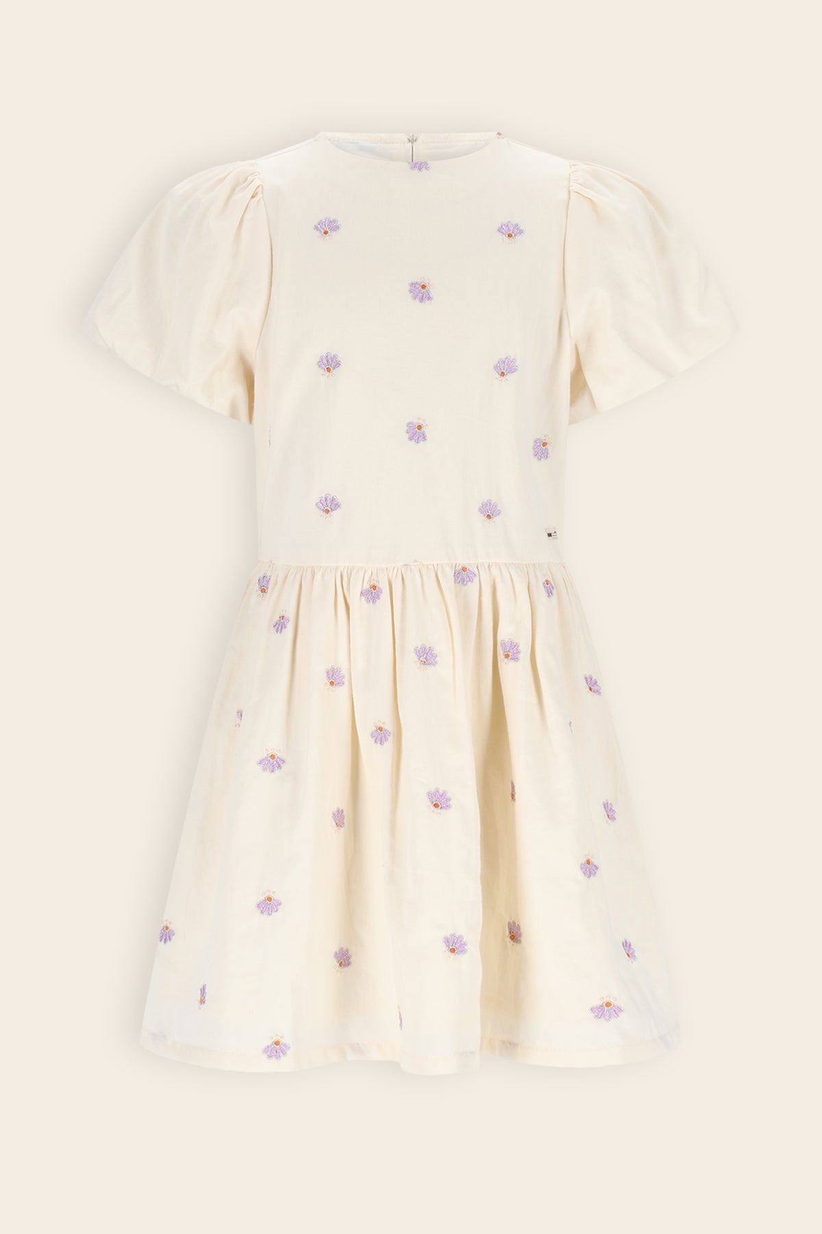 NoNo Mira Geborduurde Jurk Ivoor