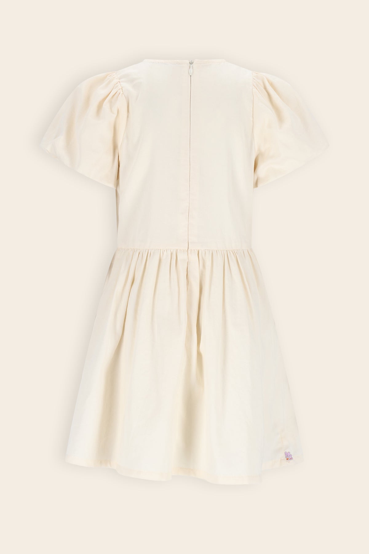 NoNo Mira Geborduurde Jurk Ivoor