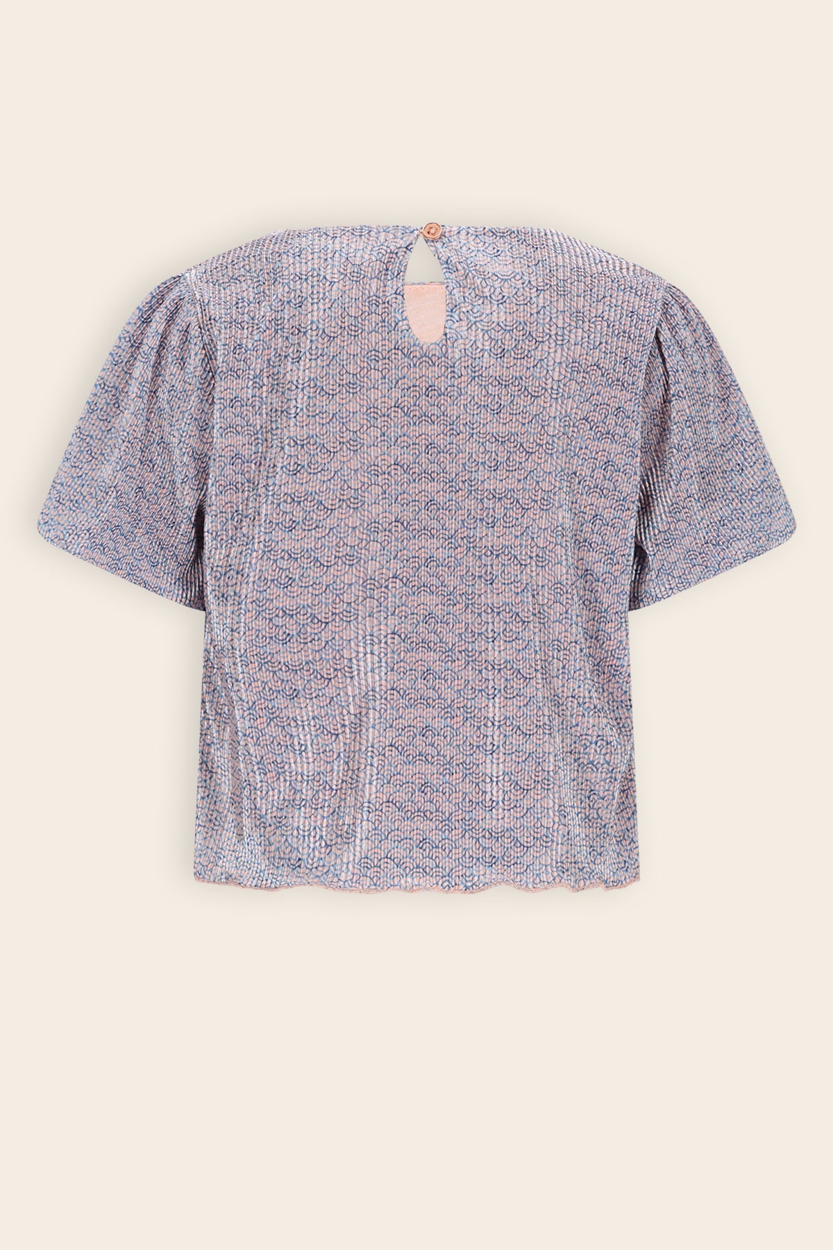 NoNo Tish Geprinte Plissee Top Blauw