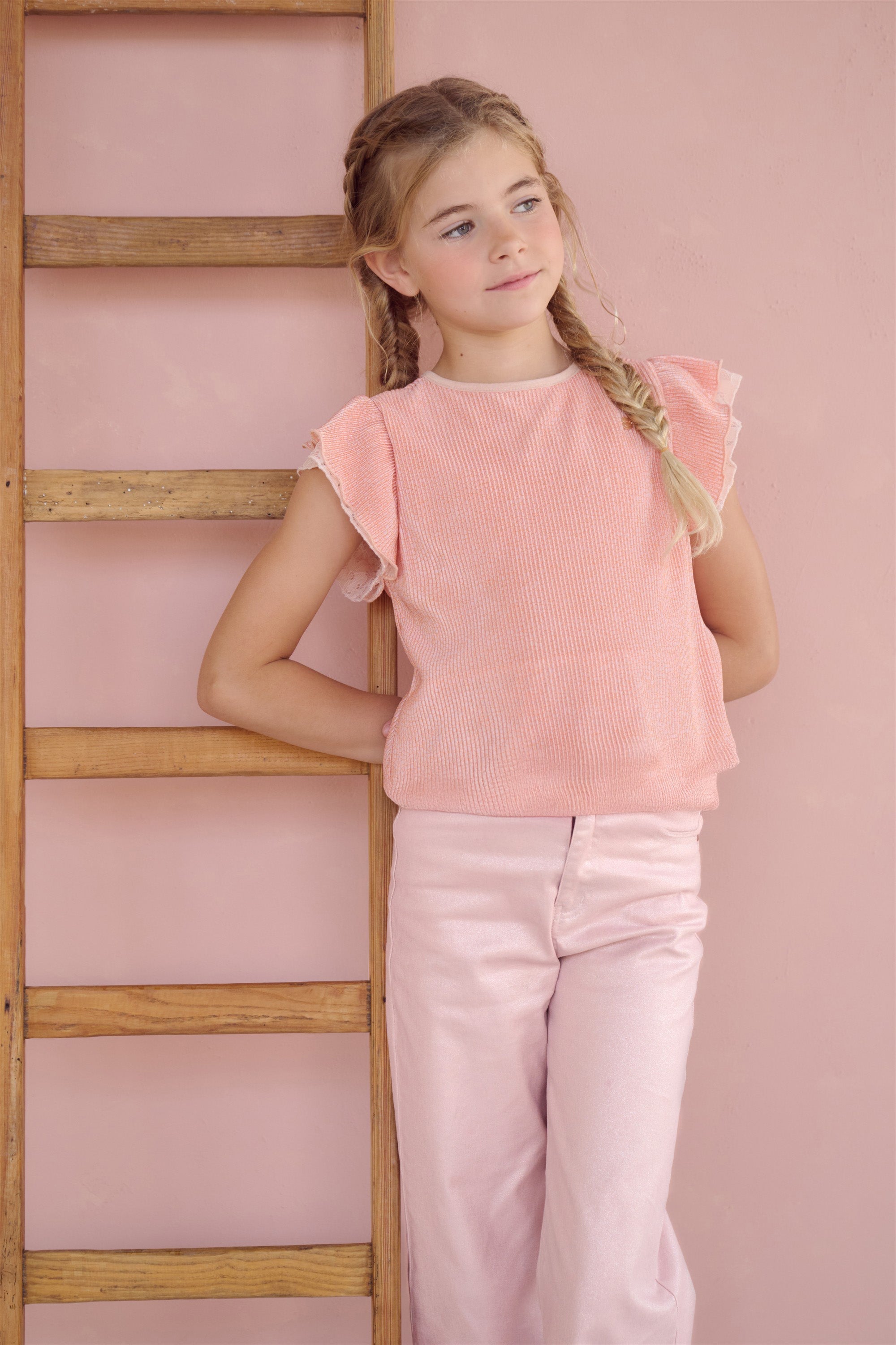 NoNo Tilda Geprinte Plissee Top Zacht Roze