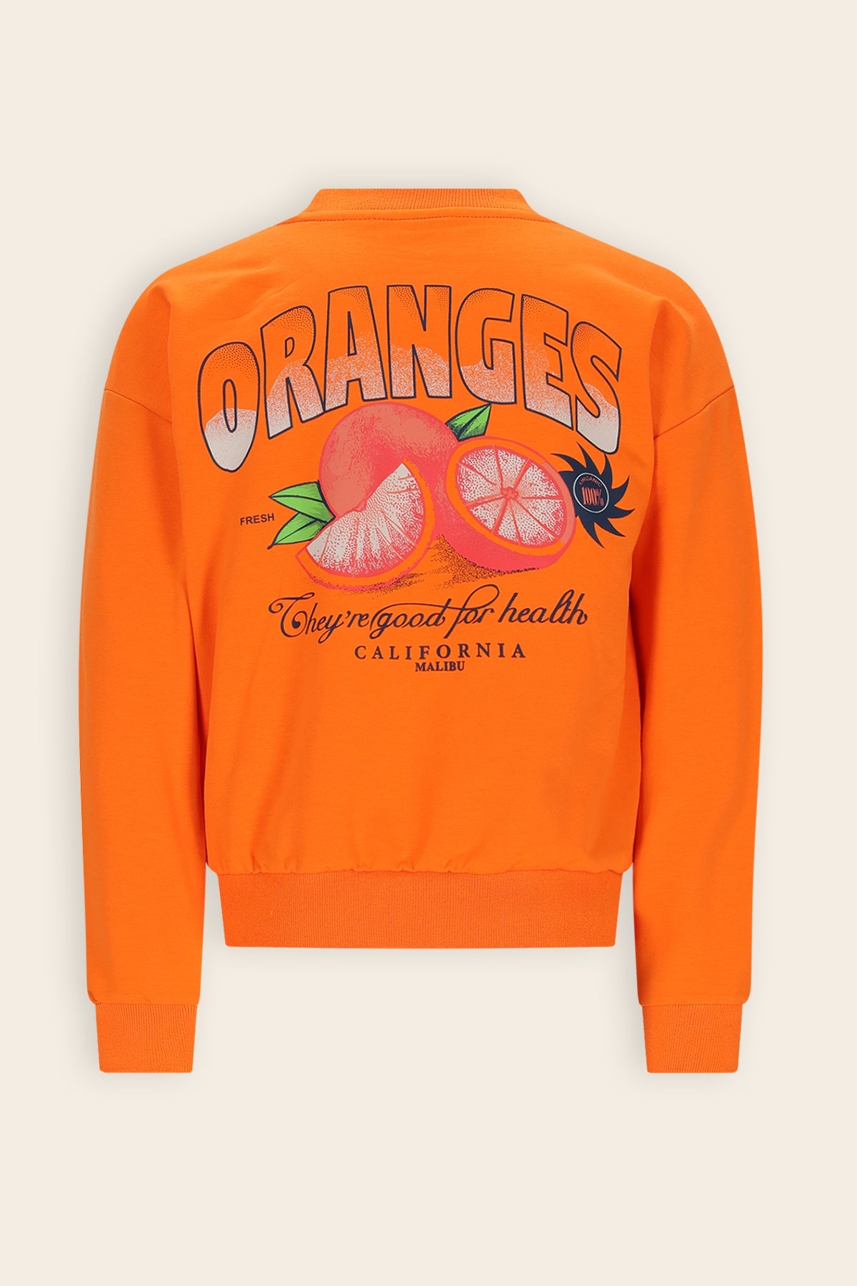 NoNo Konono Sweater met Orange rugprint Oranje