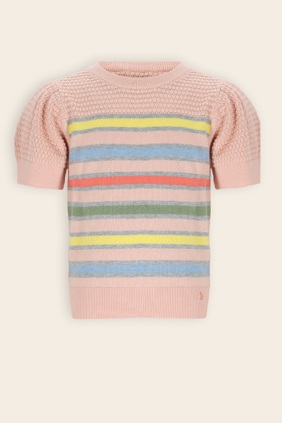 NoNo Kerala Ajour Gebreide Gestreepte Top Zacht Roze