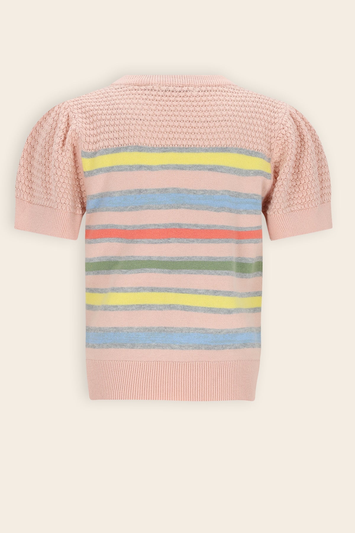 NoNo Kerala Ajour Gebreide Gestreepte Top Zacht Roze