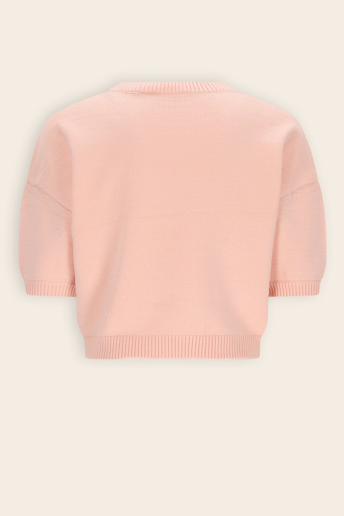 NoNo Keya Gebreide Top met Intarsia Hartjes Zacht Roze