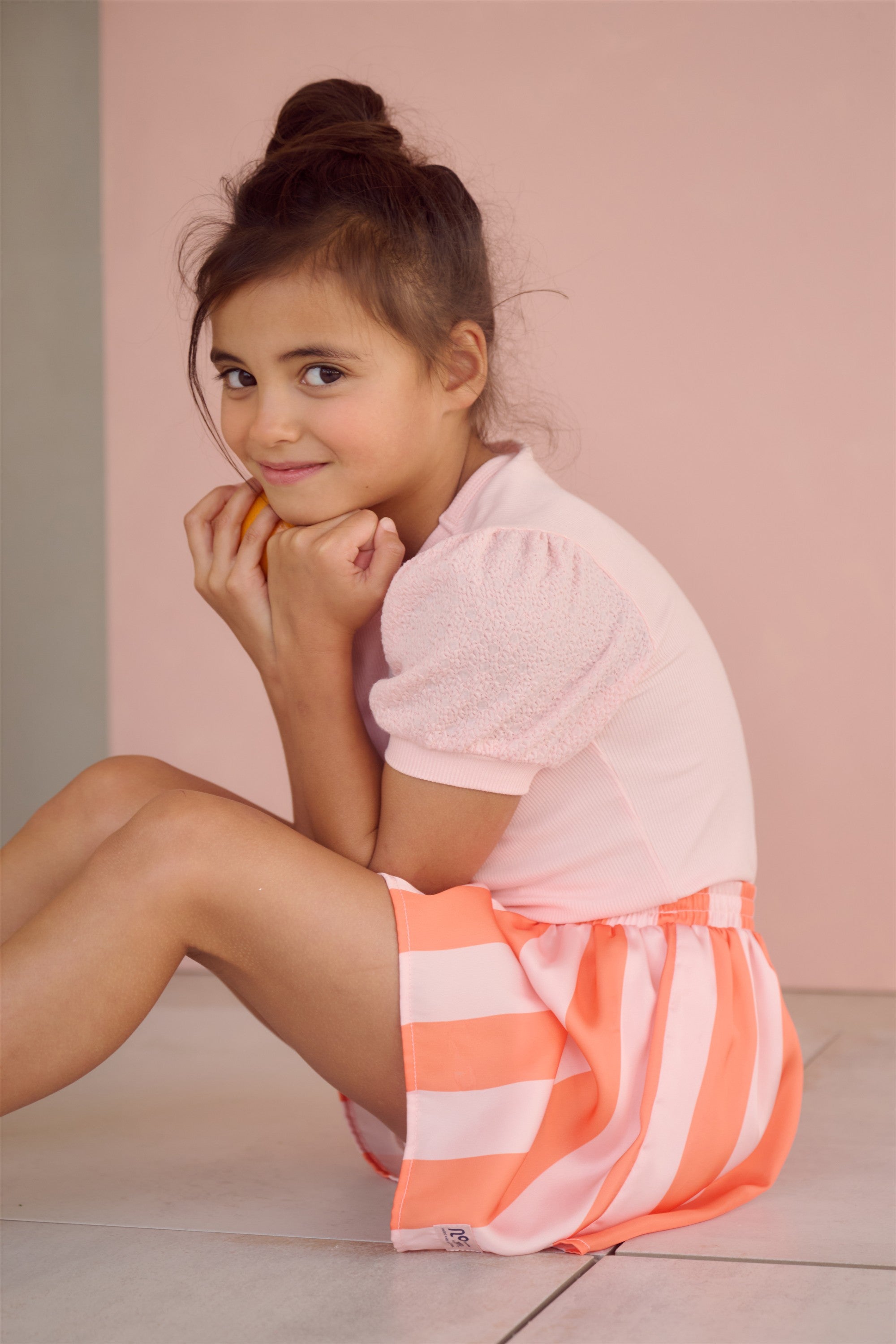 NoNo Kyoto Ribjersey Top Zacht Roze