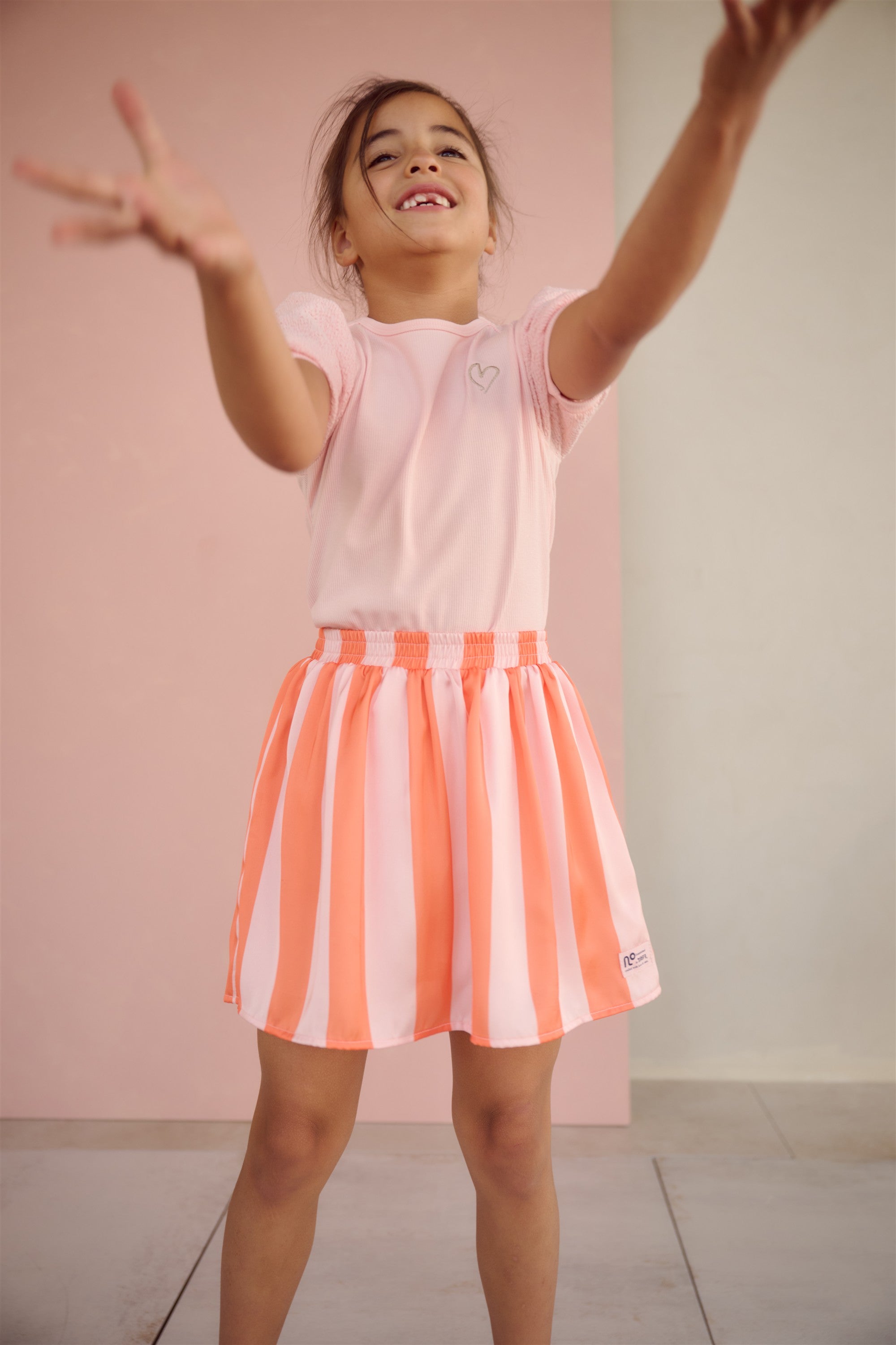 NoNo Kyoto Ribjersey Top Zacht Roze