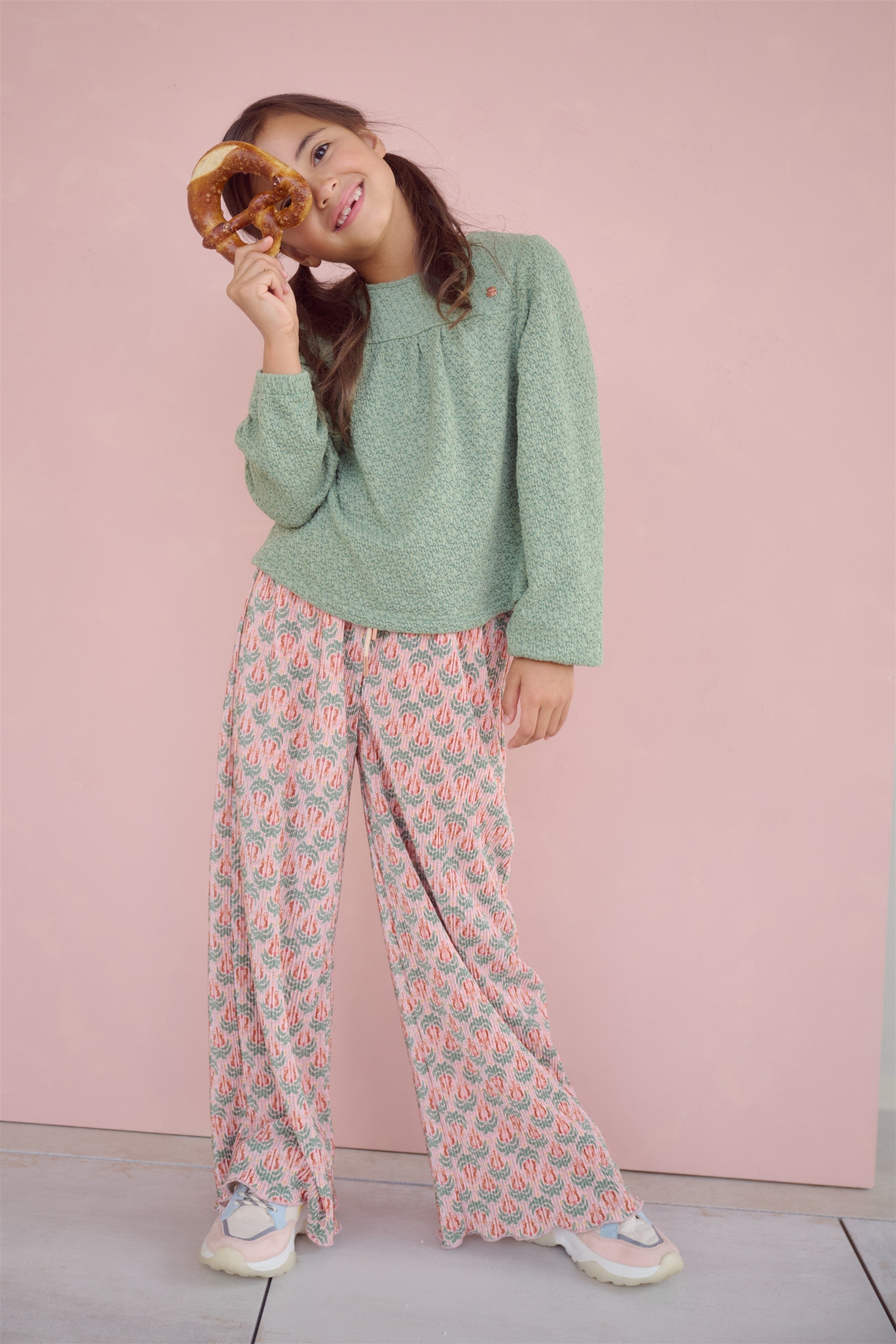 NoNo Sun Geprinte Plissee Broek Groen