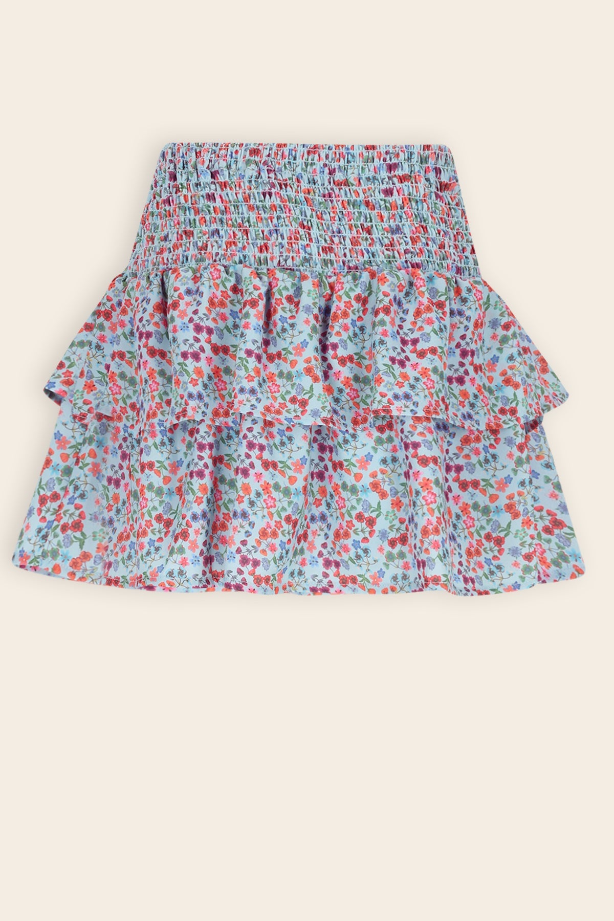 NoNo Nika Gesmokte Geprinte Rok Blauw