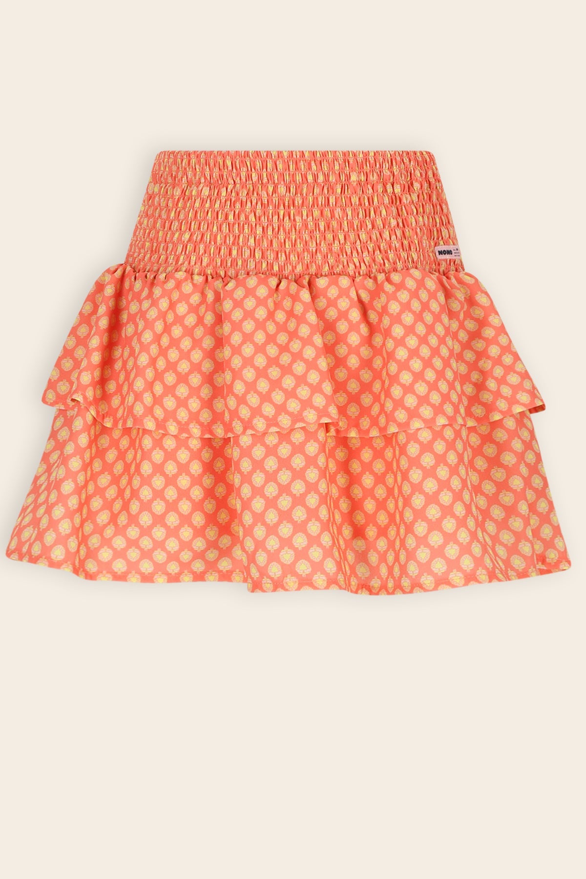 NoNo Nika Gesmokte Geprinte Rok Koraal Oranje