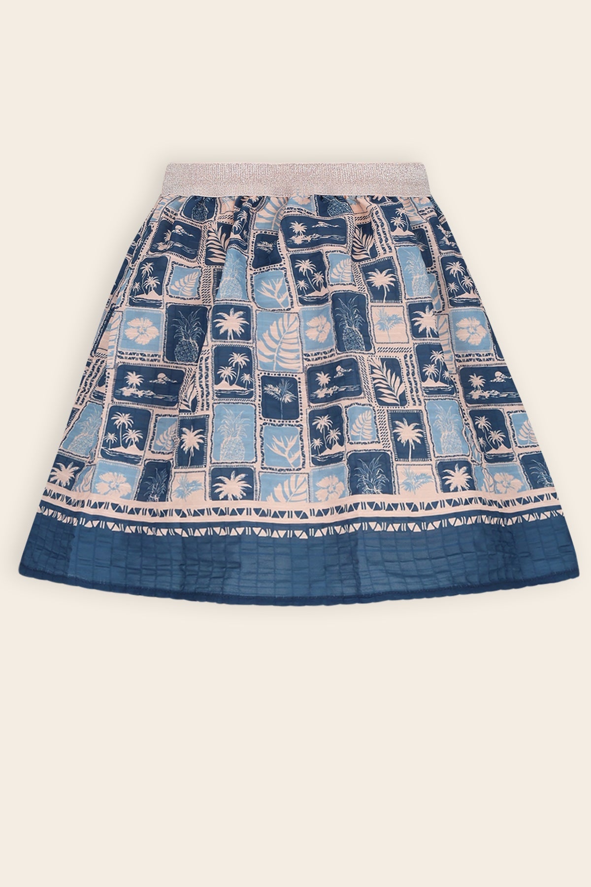 NoNo Ninu Geprinte Seersucker Rok Blauw