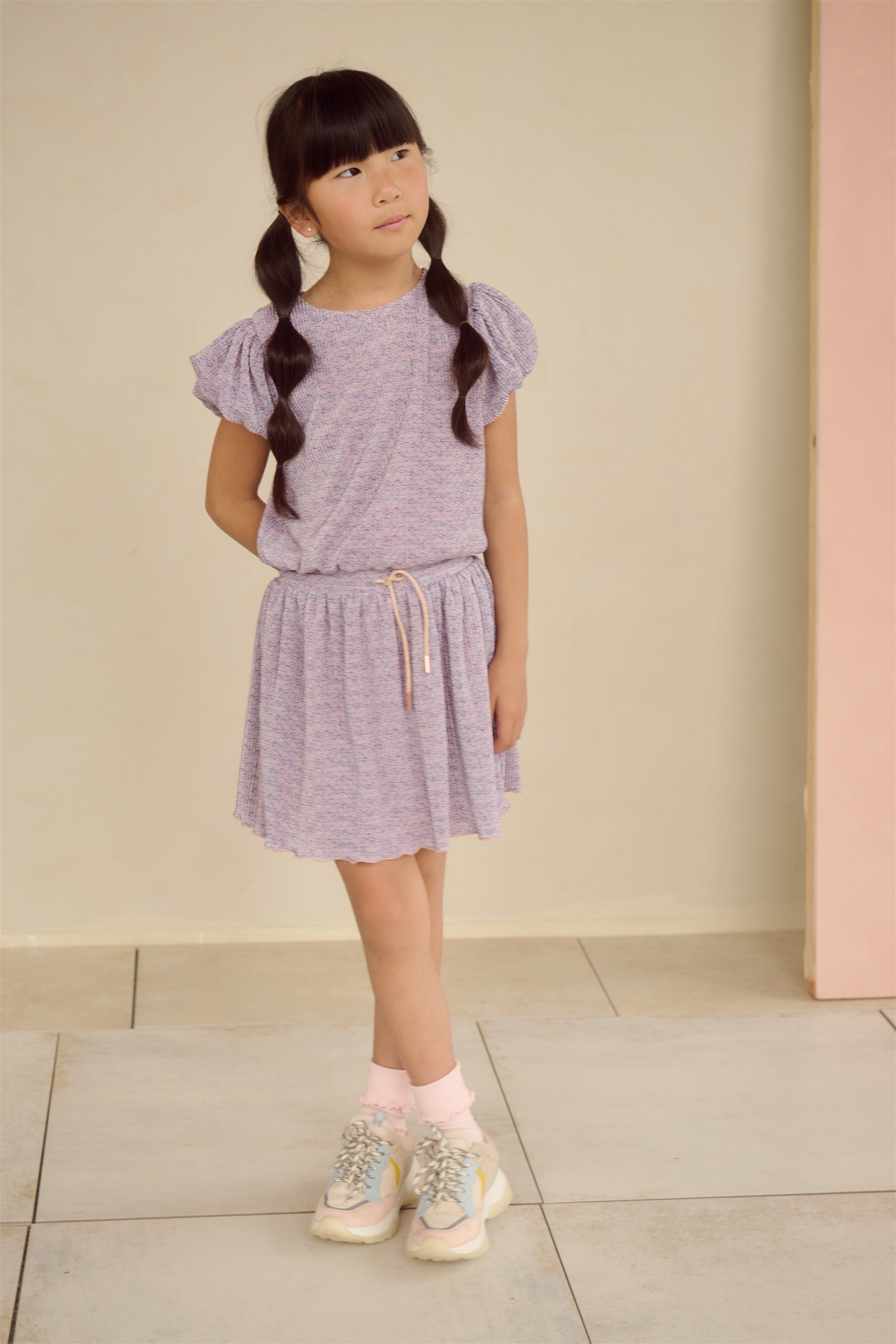 NoNo Miron Geprinte Plissee Jurk Blauw