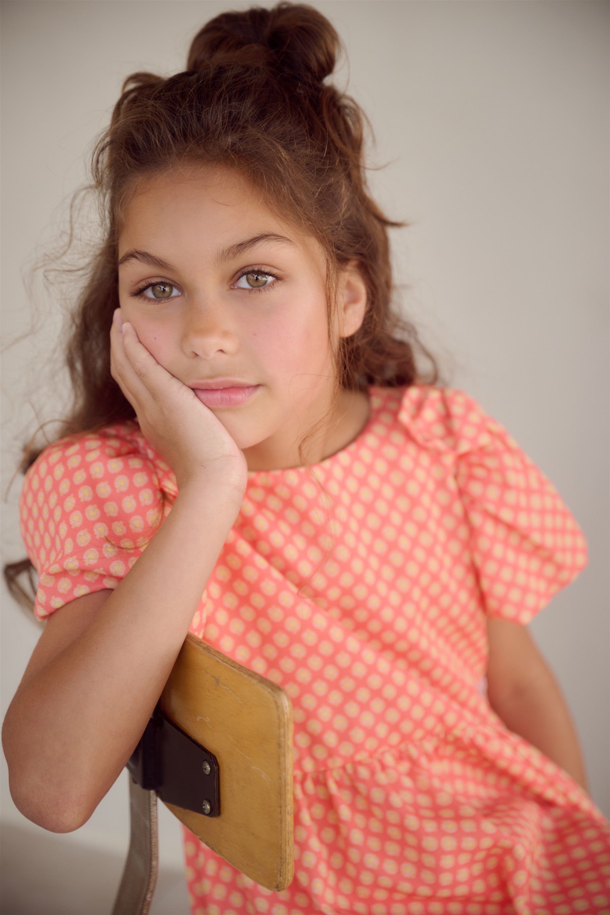 NoNo Milly Geprinte Jurk met strik details Koraal Oranje